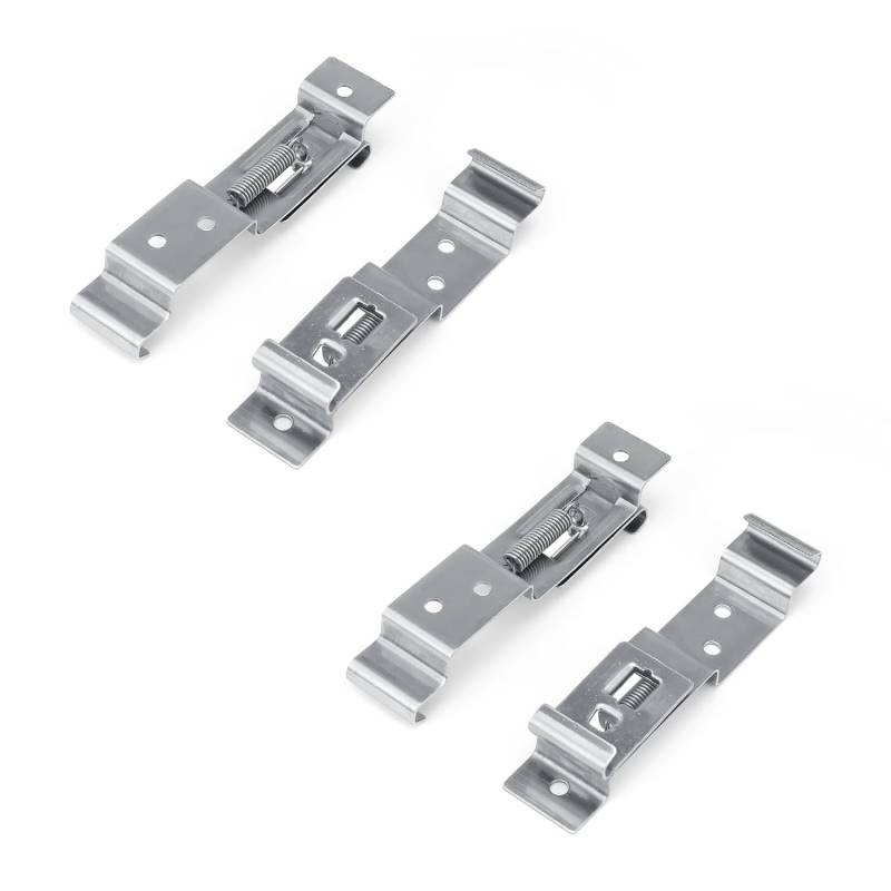 Edelstahl Anhänger Kennzeichenhalter Clips, SRJQXH 4 Stück Nummernschild Gefederter Halter, Wohnwagen LKW Kennzeichen Clips, Einziehbar, Geeignet für Nummernschilder mit Einer Höhe von 10,5–11,5 cm von SRJQXH