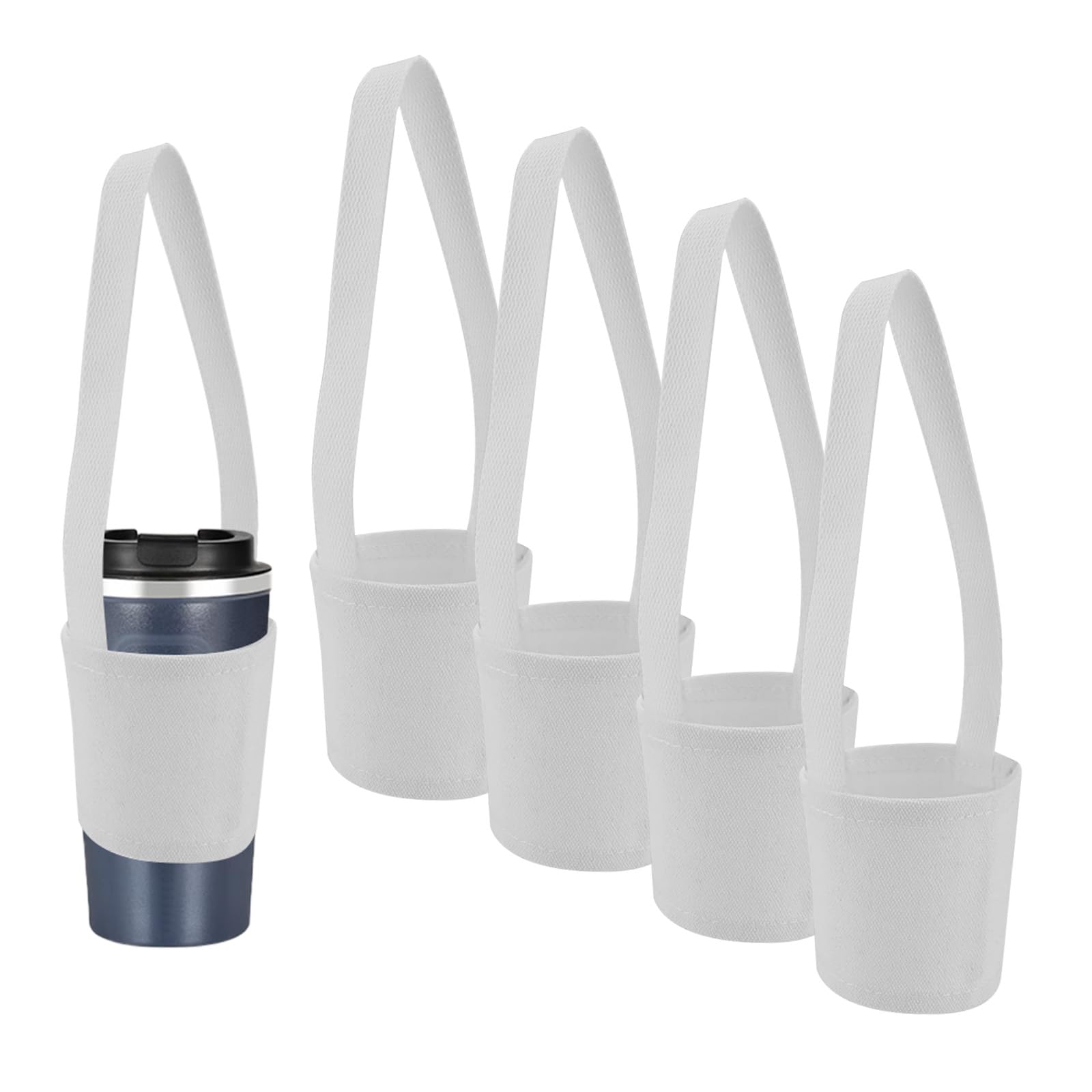 SRJQXH 5 Stücke Cupholder, Tragbar Cup Holder, Getränkehalter für Kaffeetassen und Flaschen, Passend für Thermobecher Kaffee und Trinkflaschen (Weiß) von SRJQXH
