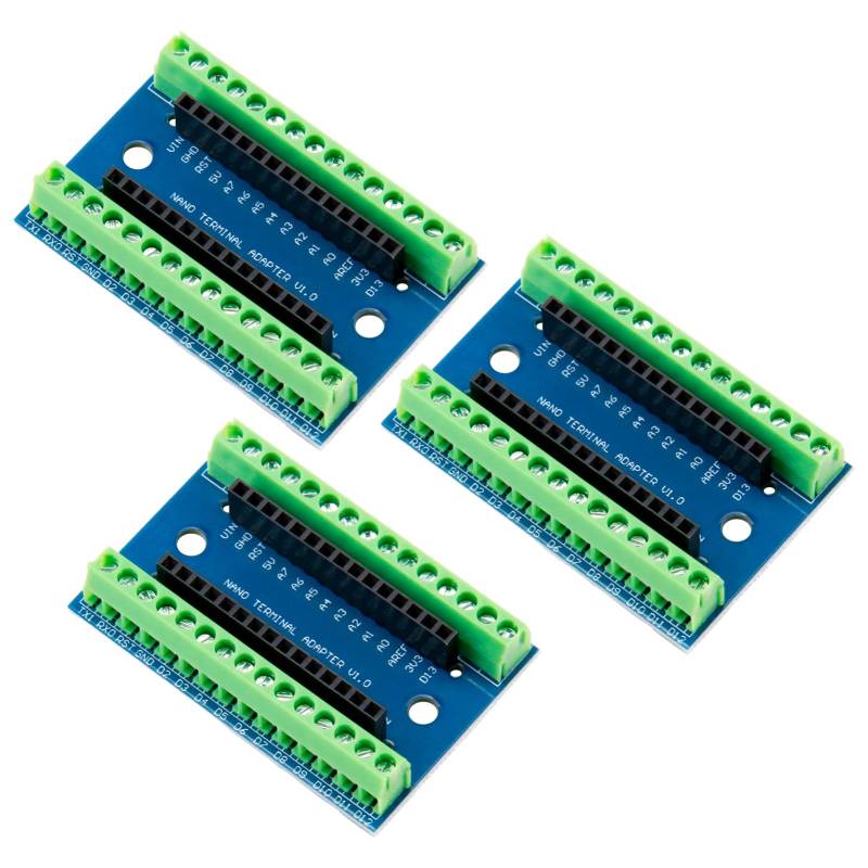 3pcs Nano Erweiterungsplatine Nano IO Shield V1.O Einfaches Erweiterungsboard mit Schraubklemmen kompatibel mit Nano Version 3.0 und älteren Versionen ideal für Prototyping Arduino Nano Projekten von SRLWMYI