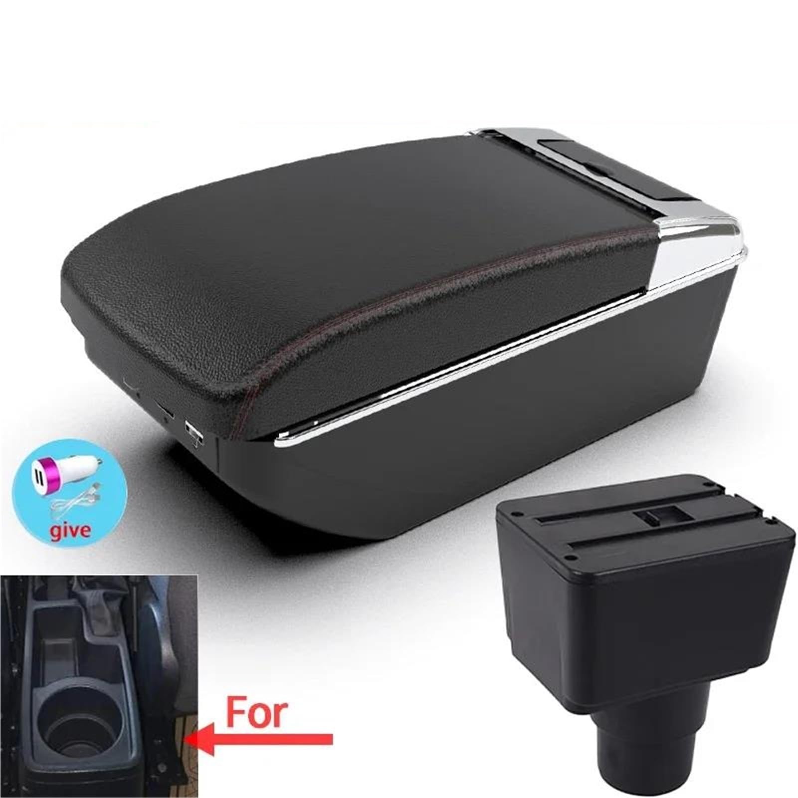 Auto Mittelkonsole Armlehne Box Für Ford Für EcoSport 2018-2024 Auto Armlehne Storage Box Arm Auto Retrofit Teile Innen Mittelarmkonsole(Style A1) von SRQORT