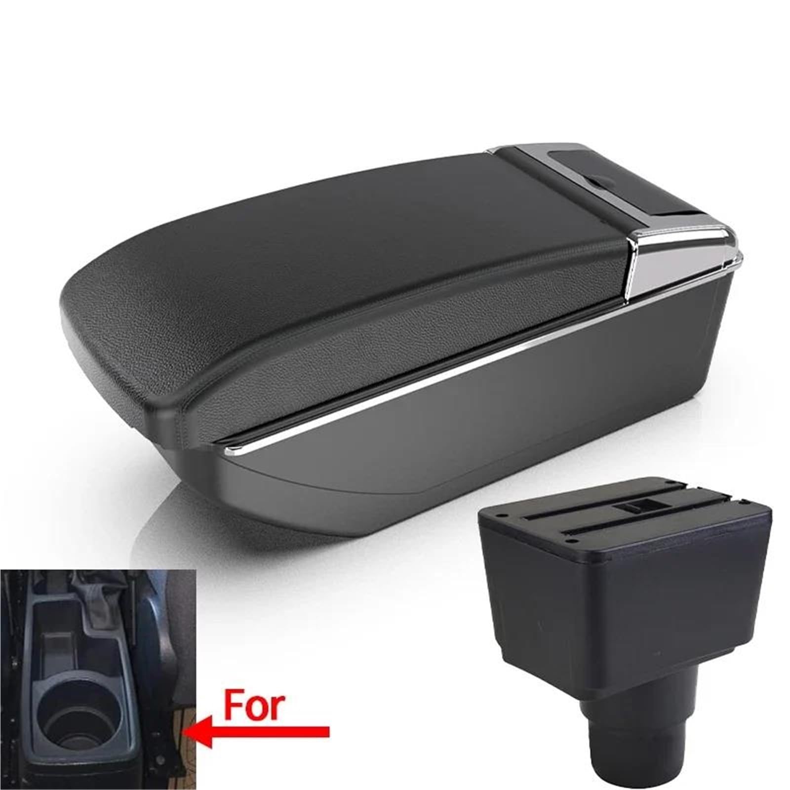 Auto Mittelkonsole Armlehne Box Für Ford Für EcoSport 2018-2024 Auto Armlehne Storage Box Arm Auto Retrofit Teile Innen Mittelarmkonsole(Style B2) von SRQORT