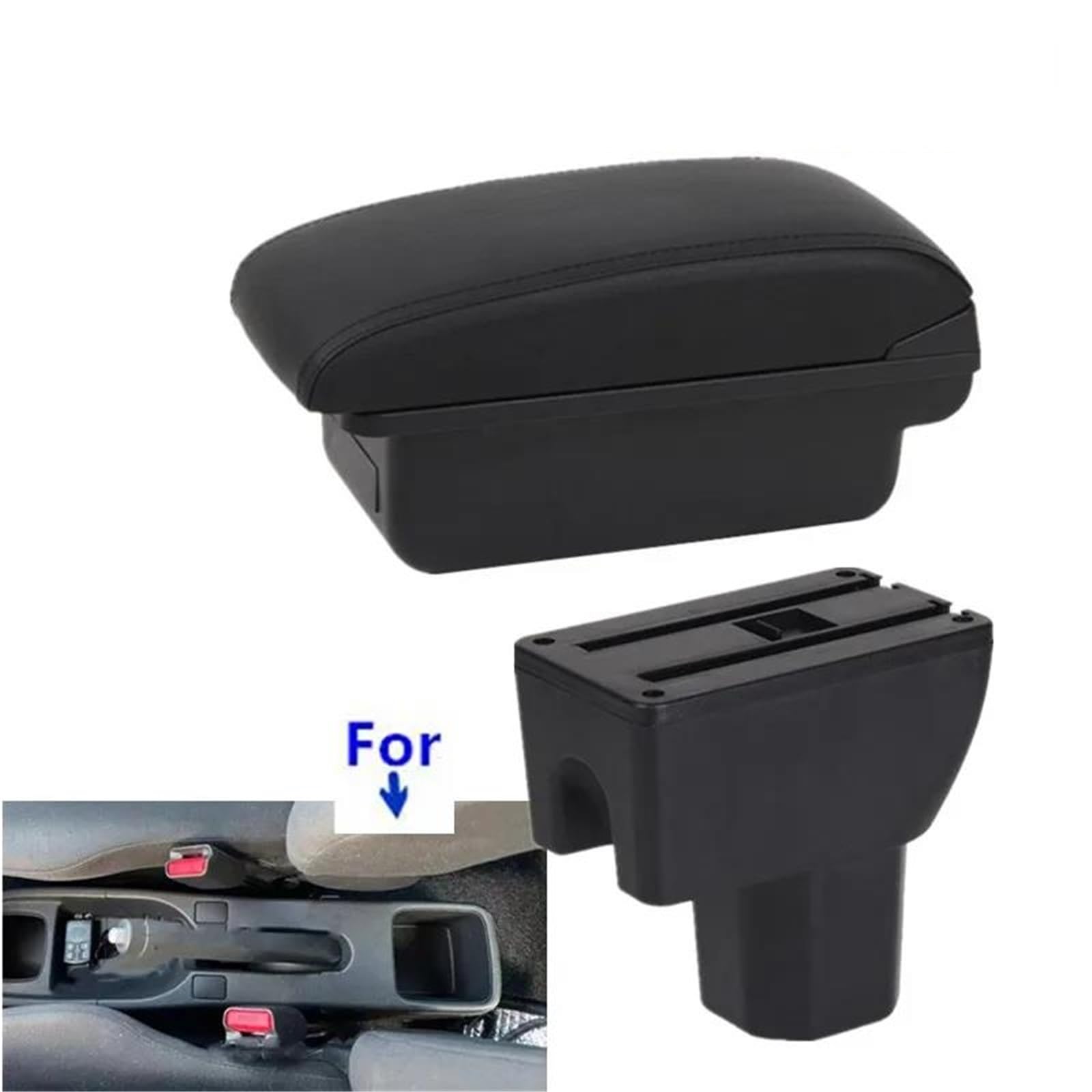 Auto Mittelkonsole Armlehne Box Für Suzuki Für Splash Auto Lagerung Box Arm Auto Zubehör Innen Retrofit Teile PU Leder Mittelarmkonsole(Style A1) von SRQORT