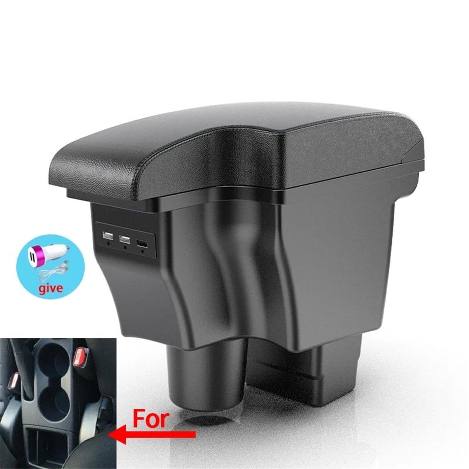 Auto Mittelkonsole Armlehne Box Retrofit Für Mazda 2 Für CX-3 Auto Armlehne Storage Box Auto Zubehör Lade USB Mittelarmkonsole(Style B2) von SRQORT