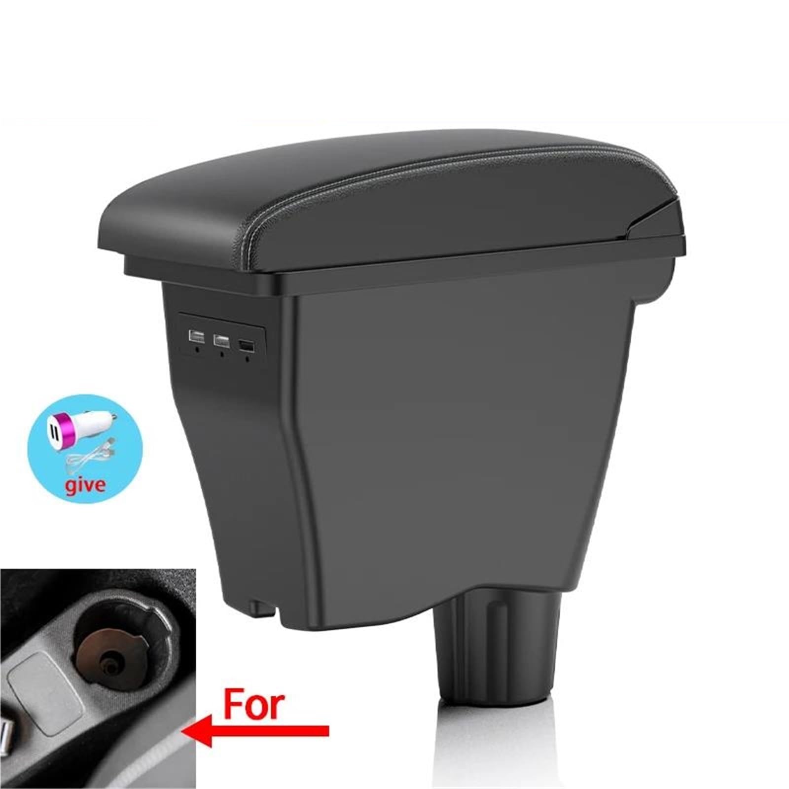 Auto Mittelkonsole Armlehne Für Mercedes Für Smart 453 Für Fortwo Für Forfour 2015-2018 Auto Armlehne Box Innen Lagerung Box Mittelarmkonsole(Style A3) von SRQORT