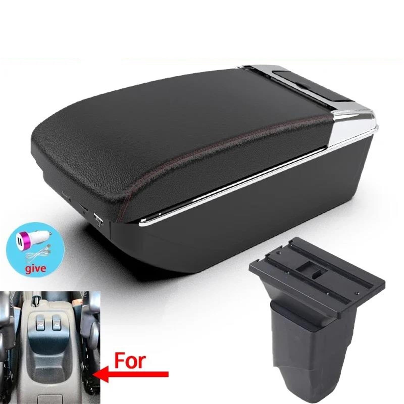 Auto Mittelkonsole Armlehne Für Peugeot Für 206 Auto Armlehne Box Retrofit Teile Lagerung Box Auto Zubehör Innen Mit USB Mittelarmkonsole(Style A1) von SRQORT