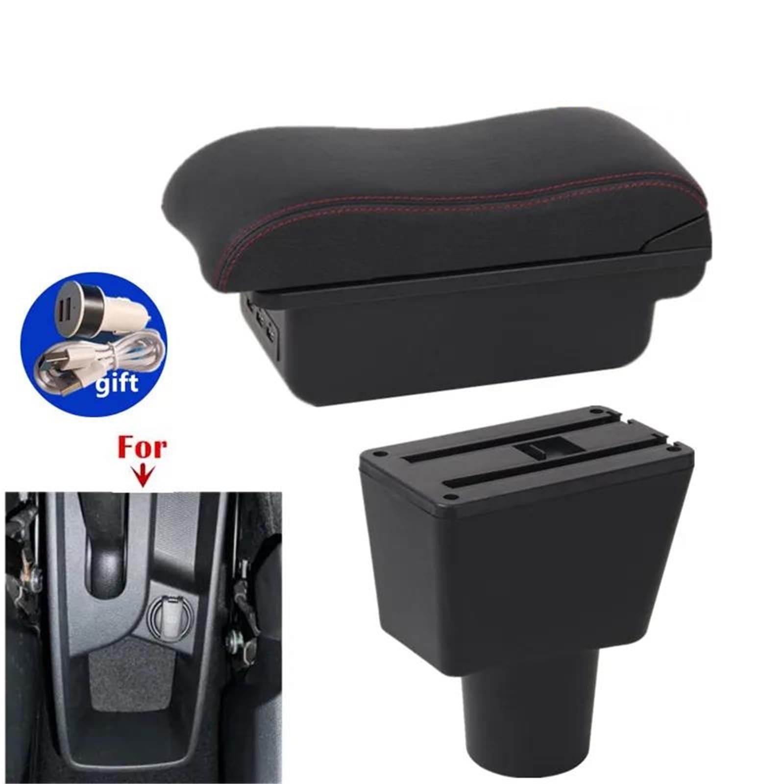 Auto Mittelkonsole Armlehnenbox Für Hyundai Für I10 2020-2024 Auto-Armlehnenbox Aufbewahrungsbox Innenraum Nachrüstung Autozubehör Mittelarmkonsole(Style B5) von SRQORT