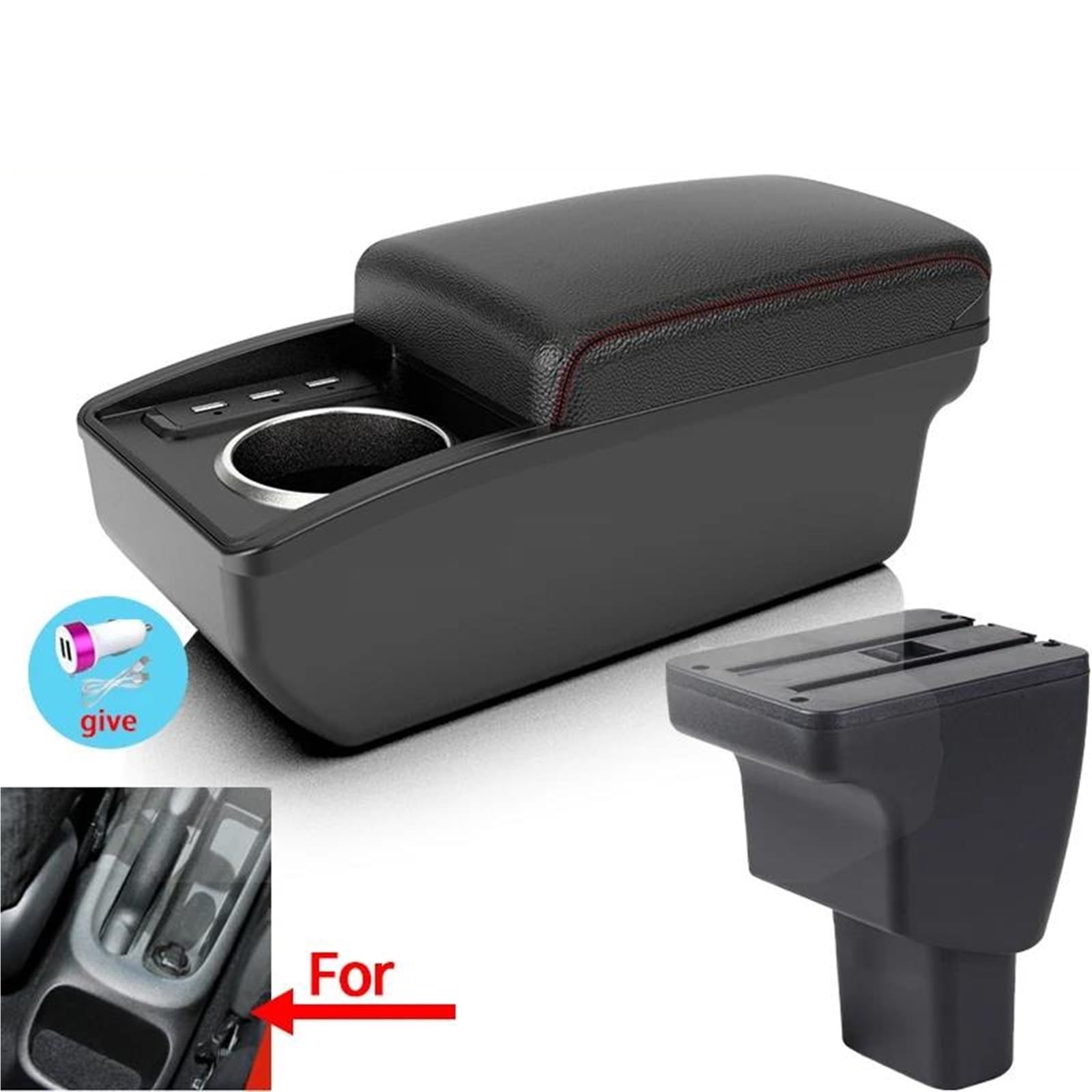 Auto Mittelkonsole Armlehnenbox Für Hyundai Für I10 Auto-Armlehne Innenteile Nachrüstteile Aufbewahrungsbox Autozubehör Mittelarmkonsole(Style B1) von SRQORT
