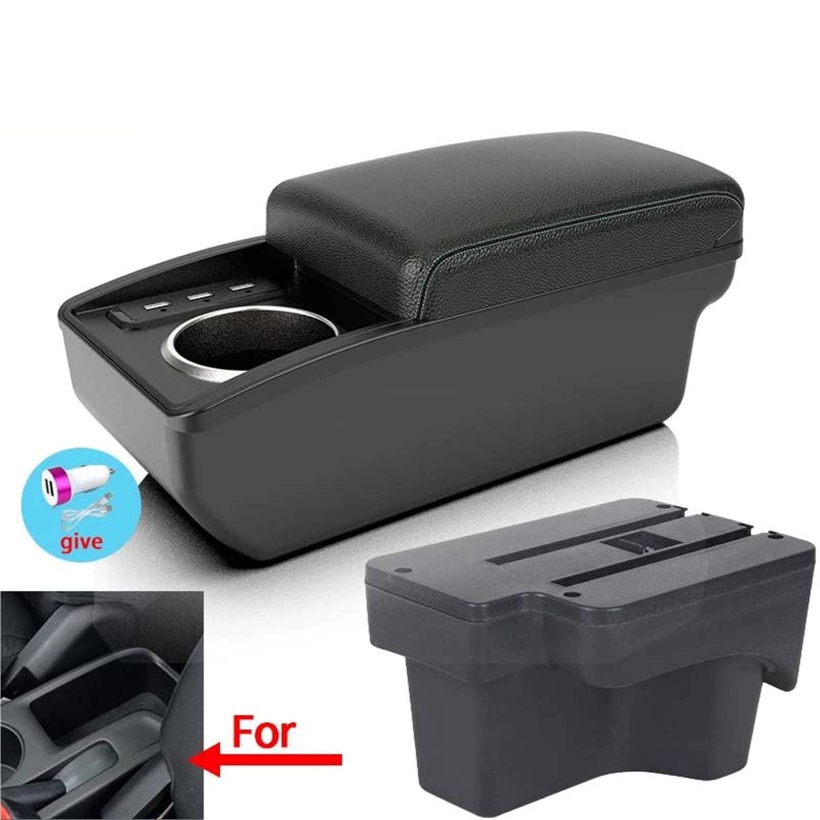 Auto Mittelkonsole Armlehnenbox Für Hyundai Für Verna Auto Armlehne Innenteile Aufbewahrungsbox Nachrüstteile Getränkehalter Mittelarmkonsole(Style B3) von SRQORT