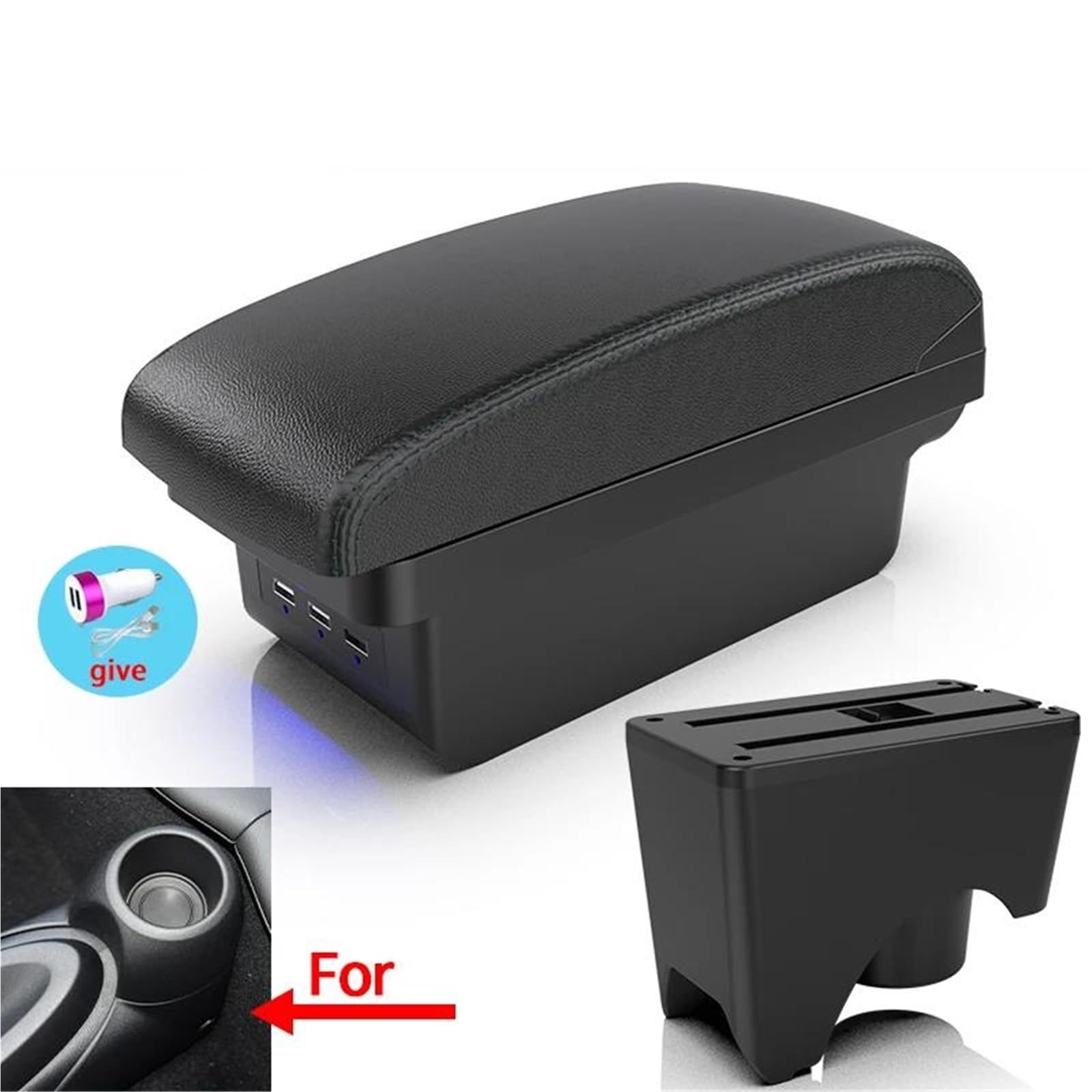 Auto Mittelkonsole Armlehnenbox Für MINI Für Cooper Für Countryman Für R50 R52 R53 R56 R57 R58 R60 F55 Auto-Armlehnenbox Mittelarmkonsole(Style B2) von SRQORT
