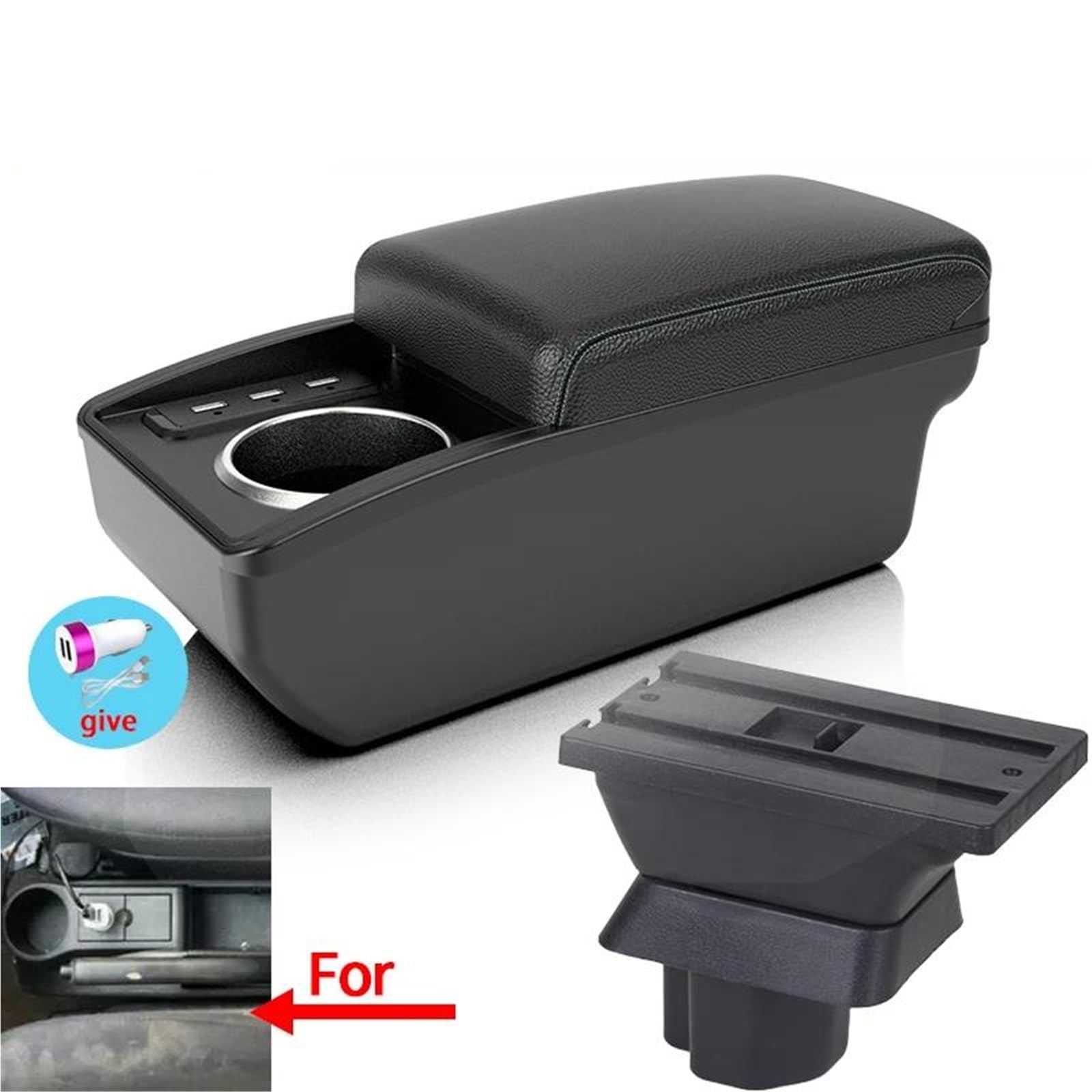 Auto Mittelkonsole Armlehnenbox Für Mazda 2 Für Demio Auto-Armlehnenbox Zentrale Aufbewahrungsbox Innenraum Auto Mit Getränkehalter Mittelarmkonsole(Style B3) von SRQORT