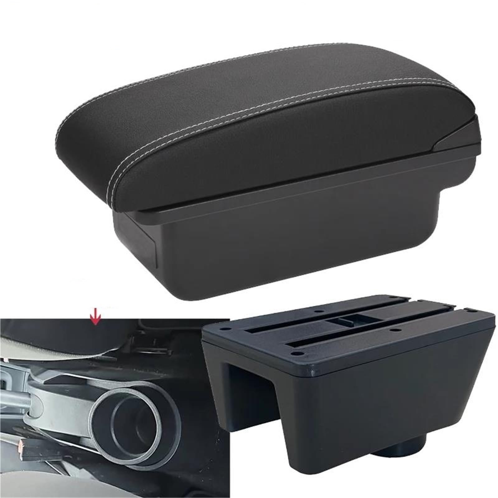 Auto Mittelkonsole Armlehnenbox Für Seat Für Ibiza 6j Für Ibiza 6L Auto Armlehne Auto Aufbewahrungsbox Nachrüstung Innenraum Auto Arm Mittelarmkonsole(Style C3) von SRQORT