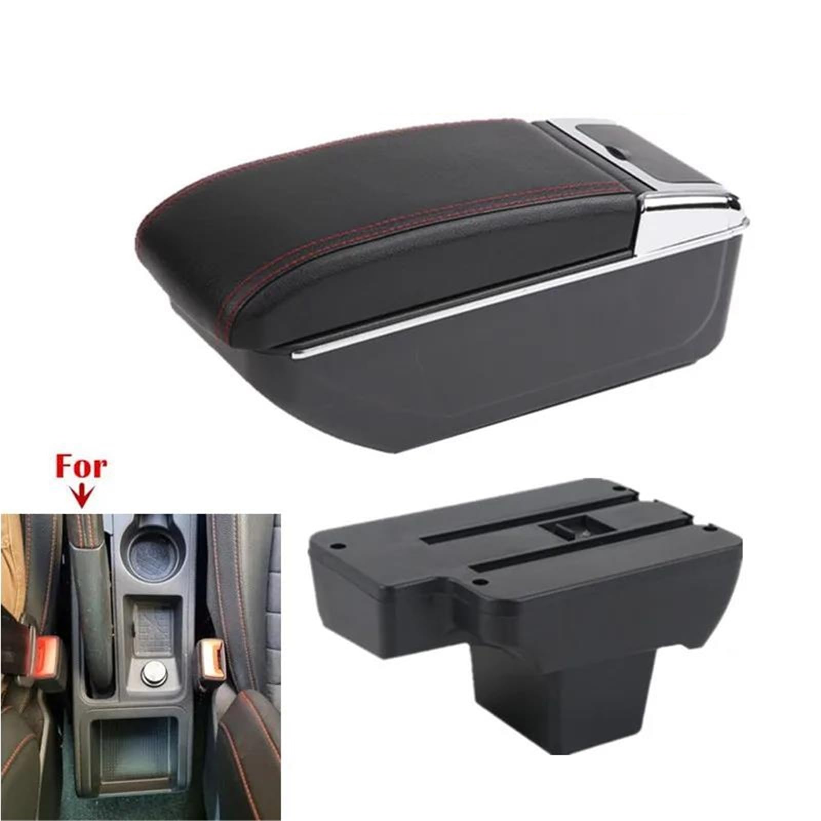 Auto Mittelkonsole Armlehnenbox Für Seat Für Ibiza Für Arona Auto Armlehnenbox Aufbewahrungsbox Getränkehalter Innenraum Nachrüstung Mittelarmkonsole(Style B2) von SRQORT