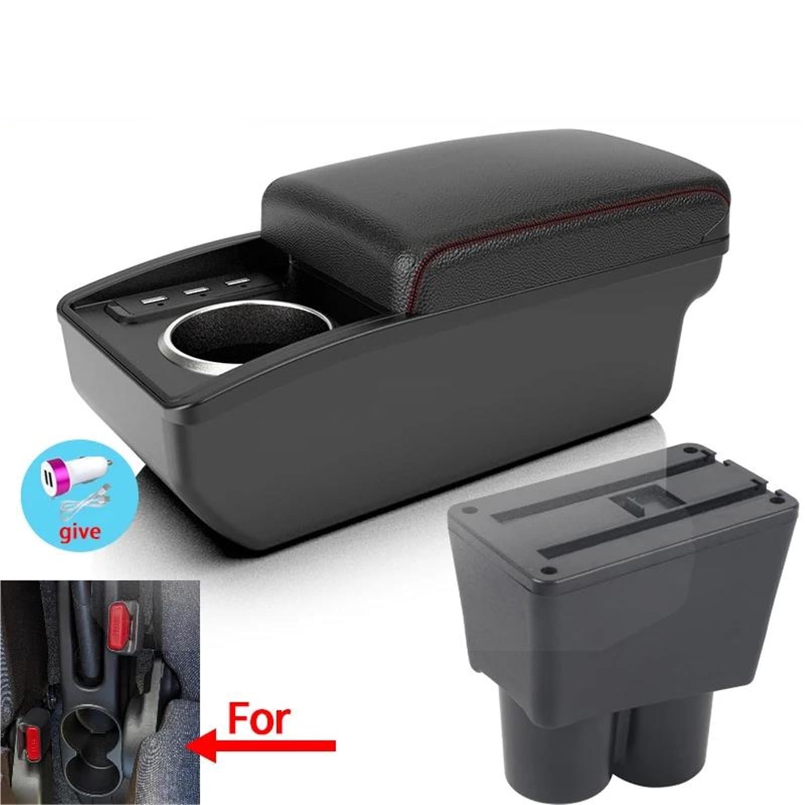 Auto Mittelkonsole Armlehnenbox Für Suzuki Für Alto Auto Armlehne Innenmodifikation Mit Getränkehalter Mittelarmkonsole(Style B1) von SRQORT