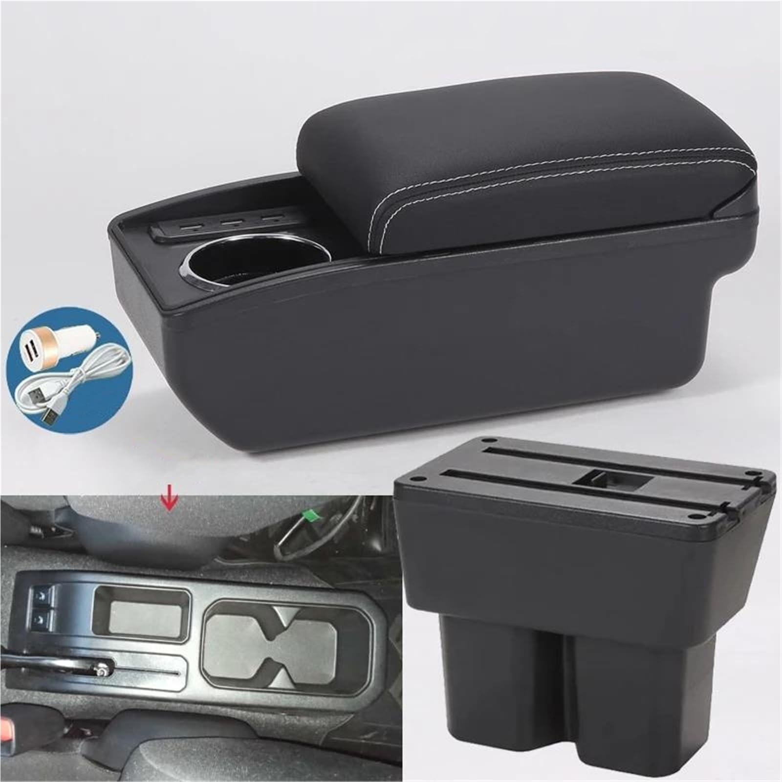 Auto Mittelkonsole Armlehnenbox Für Suzuki Für Jimny JB74 2019-2024 Auto Armlehne Aufbewahrungsbox Getränkehalter Retrofit Innen Mittelarmkonsole(Style B3) von SRQORT