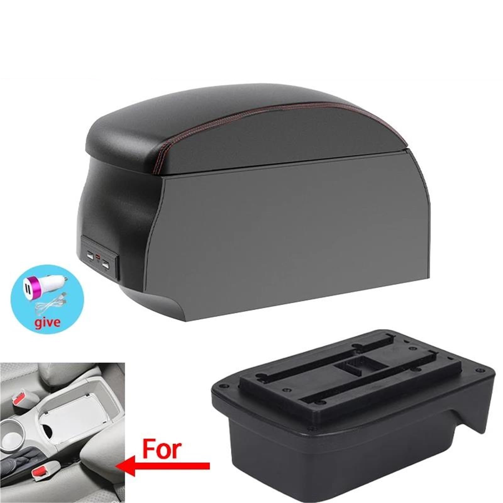 Auto Mittelkonsole Armlehnenbox Für Toyota Für Verso EZ Auto-Armlehnenbox Innenteile-Aufbewahrungsbox Mit USB-Zubehör Mittelarmkonsole(Style A1) von SRQORT
