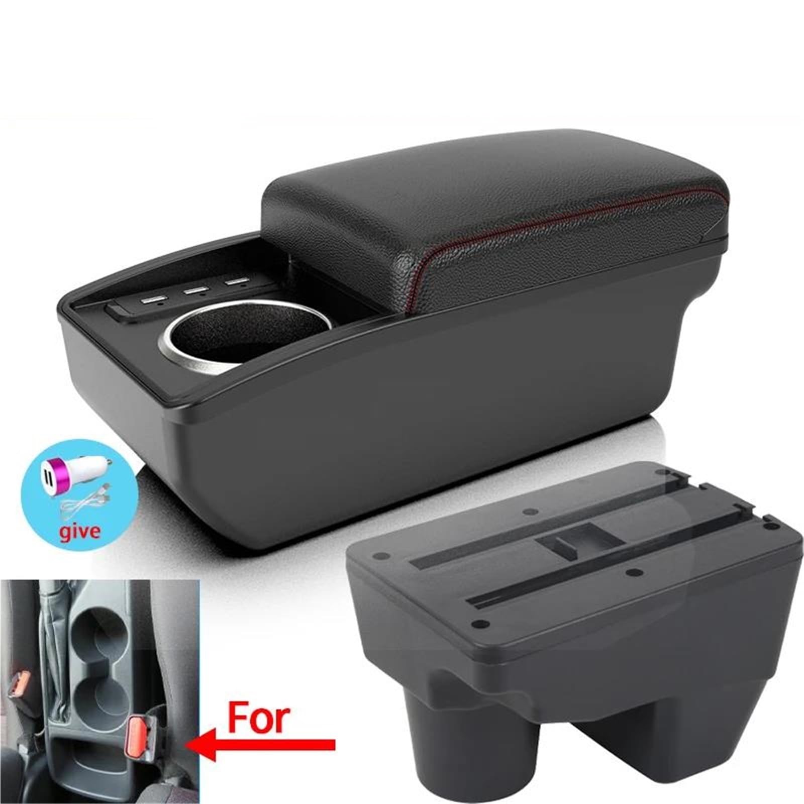 Auto Mittelkonsole Armlehnenbox Für Toyota Für Yaris Für Elegant 2021-2024 Auto Armlehne Aufbewahrungsbox Retrofit Teile Innen Mittelarmkonsole(Style B1) von SRQORT