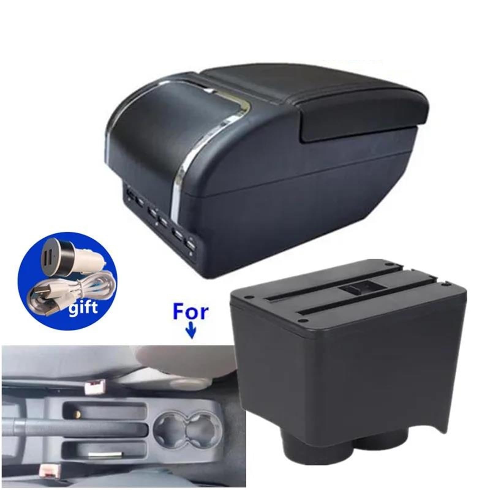 Auto Mittelkonsole Armlehnenbox Für VW Für Polo 9N 3 Mk4 2002-2009 Autoarmlehnenbox Innenraum Nachrüst-Aufbewahrungsbox Autozubehör Mittelarmkonsole(Style E1) von SRQORT