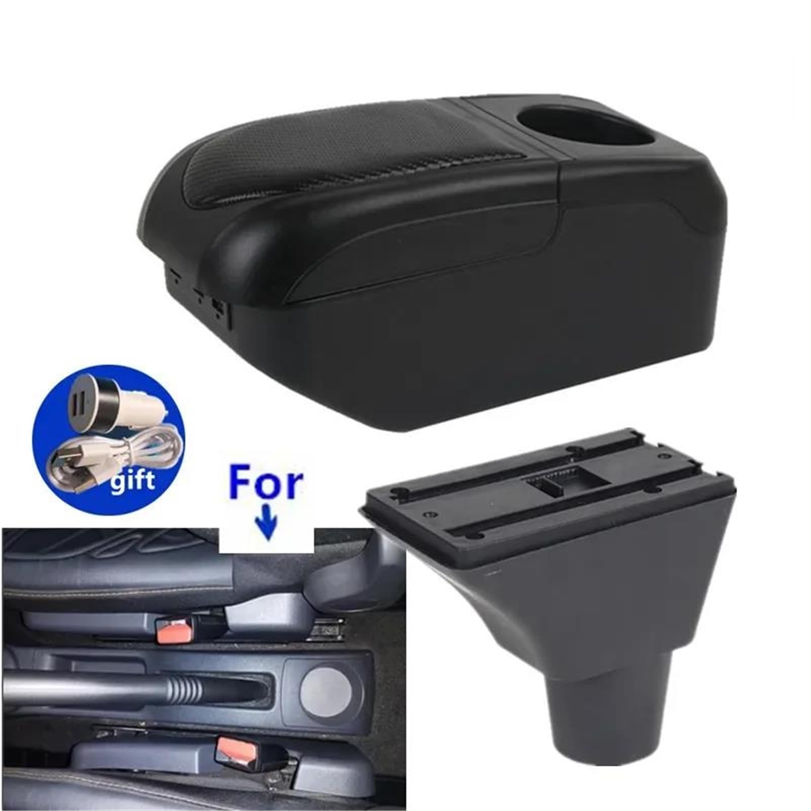 Auto Mittelkonsole Auto Armlehne Box Für Dacia Für Sandero Für Logan 2 Für Sandero Für Stepway Armlehne Box Lagerung Box Nachrüstung Mittelarmkonsole(Schwarz) von SRQORT
