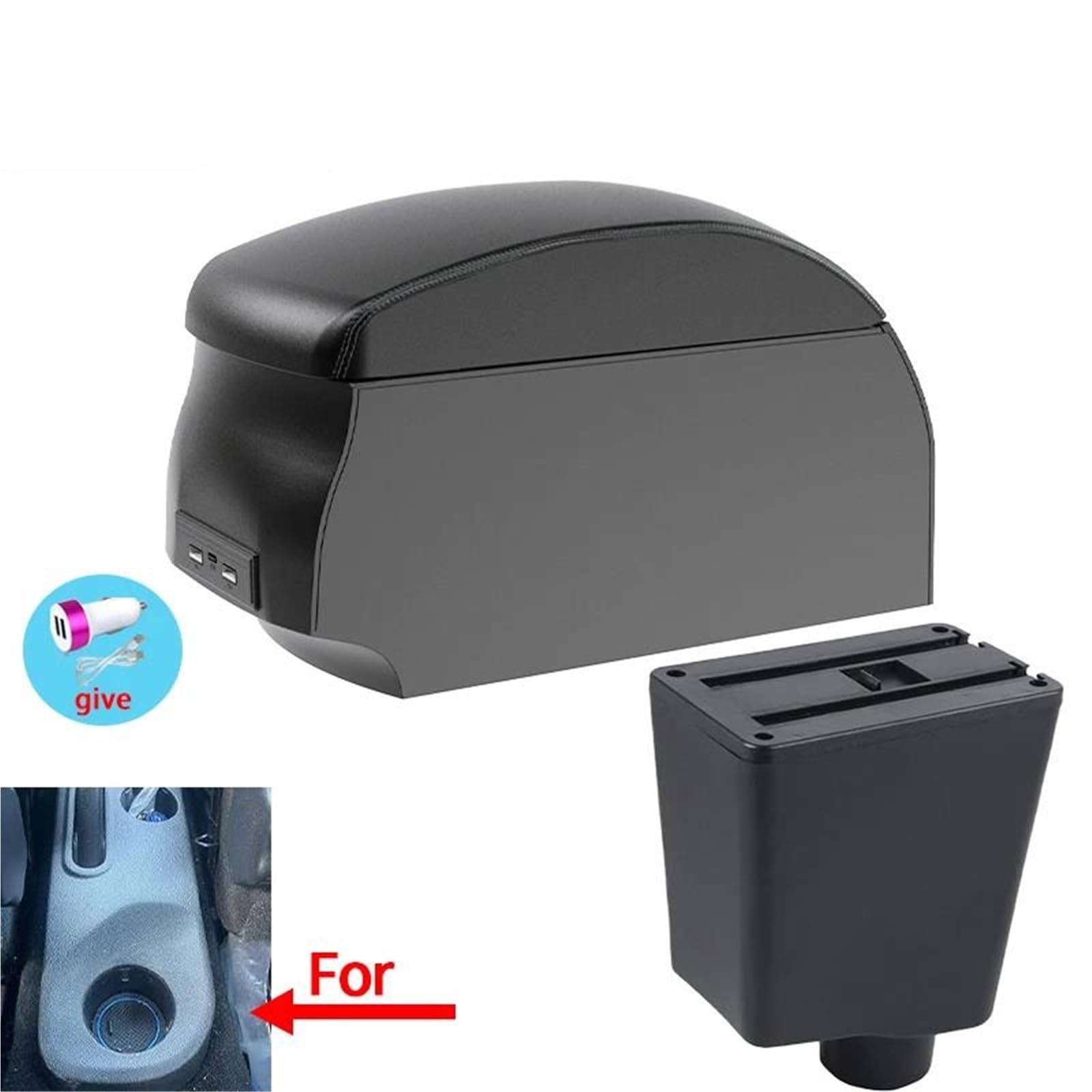 Auto Mittelkonsole Auto Armlehne Für Captur Für Clio III IV Armlehne Box Zubehör Lagerung Teile Spezielle Innen Retrofit Mittelarmkonsole(Style A2) von SRQORT