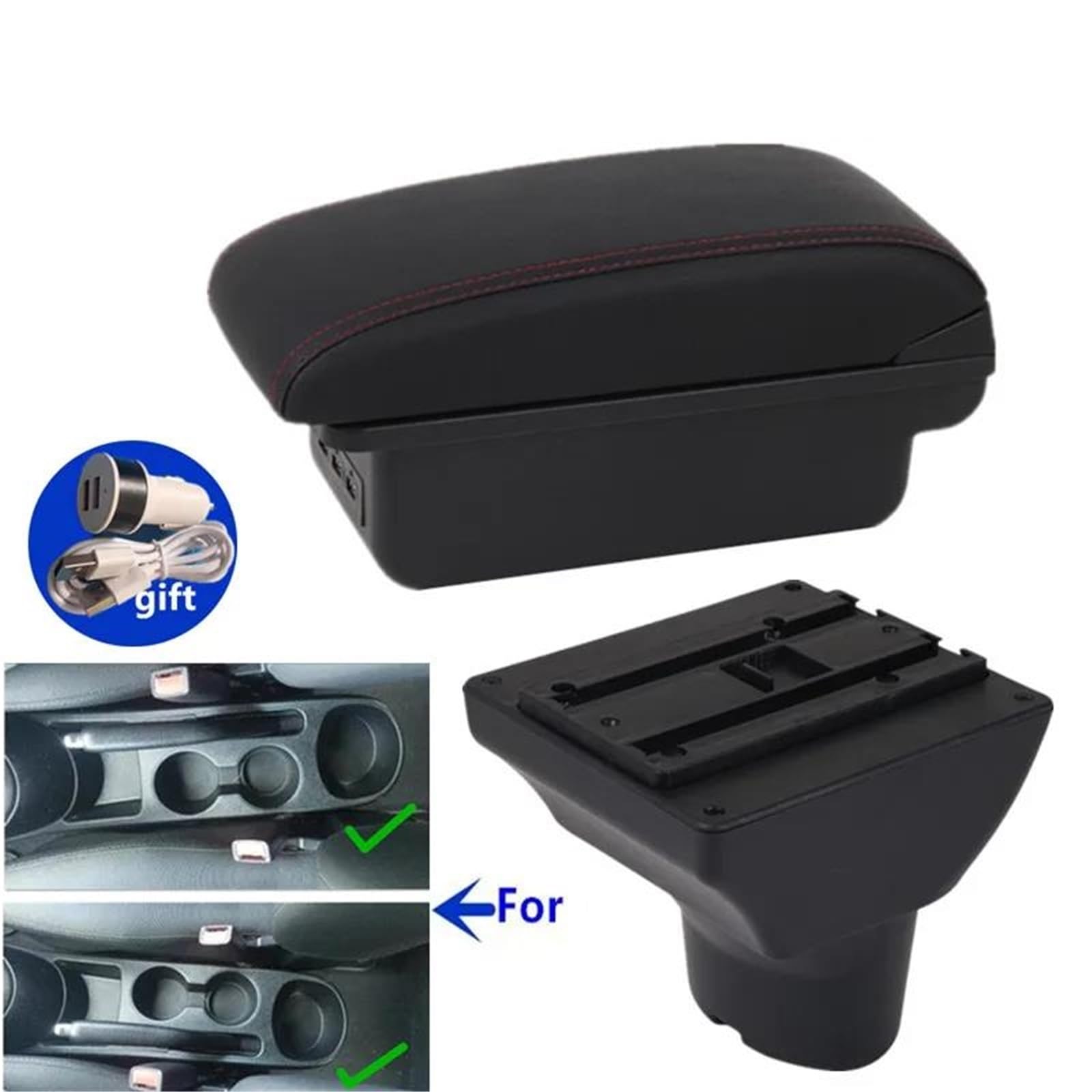 Auto Mittelkonsole Auto Armlehne Für Hyundai Für I20 2012 Armlehne Box Nachrüstung Interior Center Storage Box Auto Zubehör Mittelarmkonsole(Style B2) von SRQORT