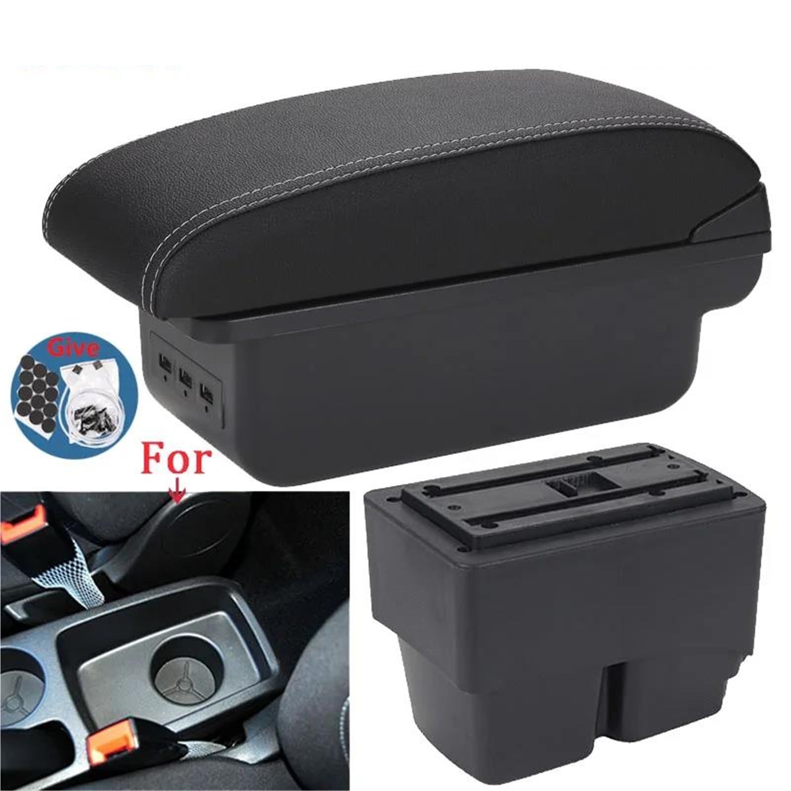 Auto Mittelkonsole Für Ford Für Fiesta Armlehne Box Innen Teile Spezielle Nachrüstteile Auto Center Storage Box Auto Arm Mittelarmkonsole(Style B3) von SRQORT