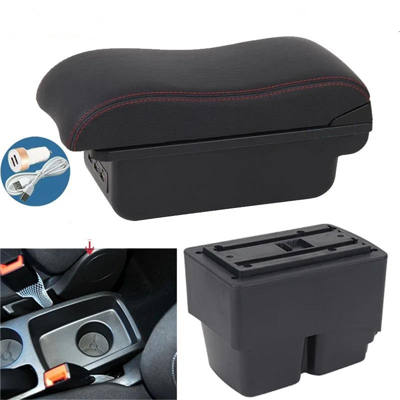 Auto Mittelkonsole Für Ford Für Fiesta Armlehnenbox Sonderzubehör Aufbewahrungsbox Innenraum Auto Armlehne Gebogene Oberfläche Mittelarmkonsole(Style B1) von SRQORT