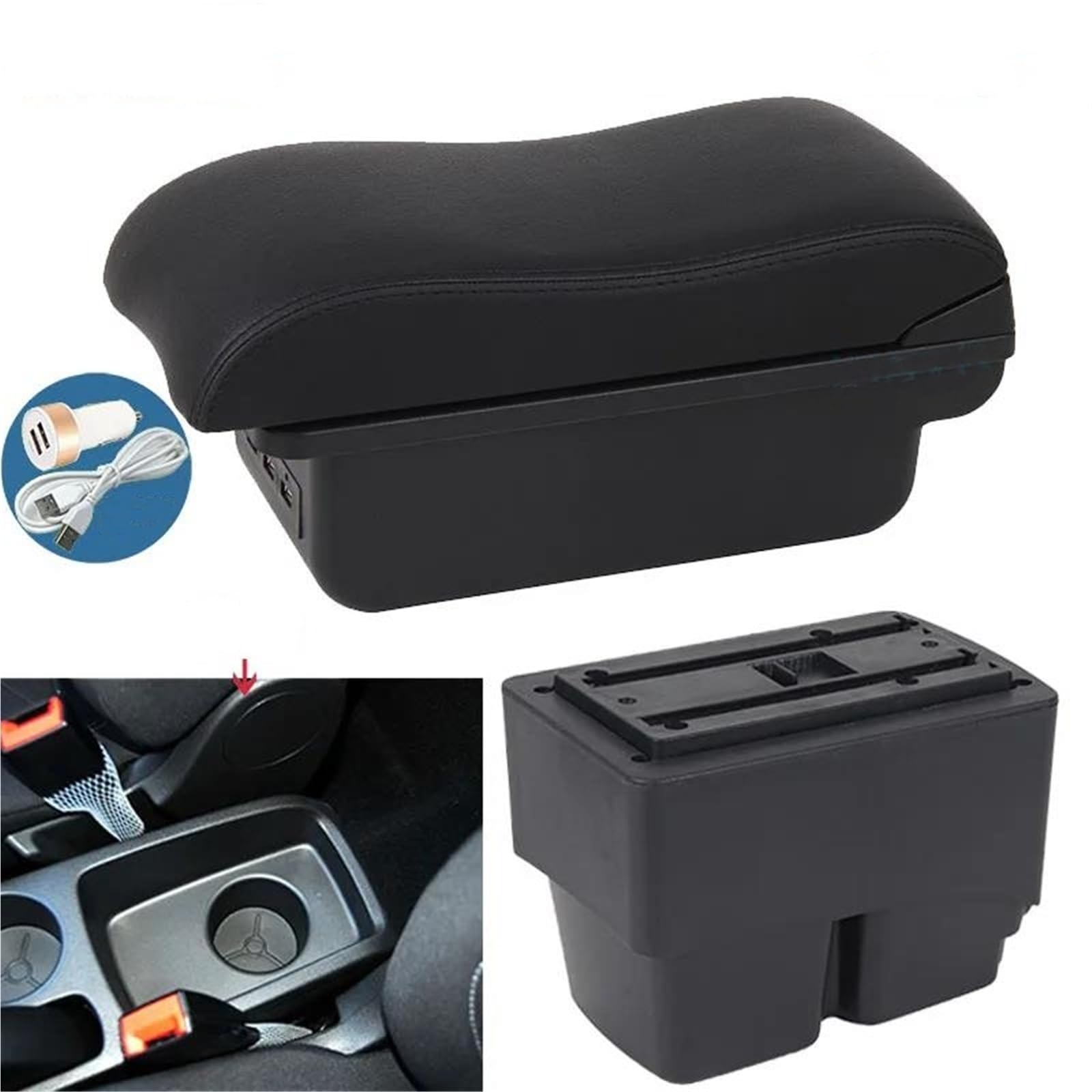 Auto Mittelkonsole Für Ford Für Fiesta Armlehnenbox Sonderzubehör Aufbewahrungsbox Innenraum Auto Armlehne Gebogene Oberfläche Mittelarmkonsole(Style B2) von SRQORT