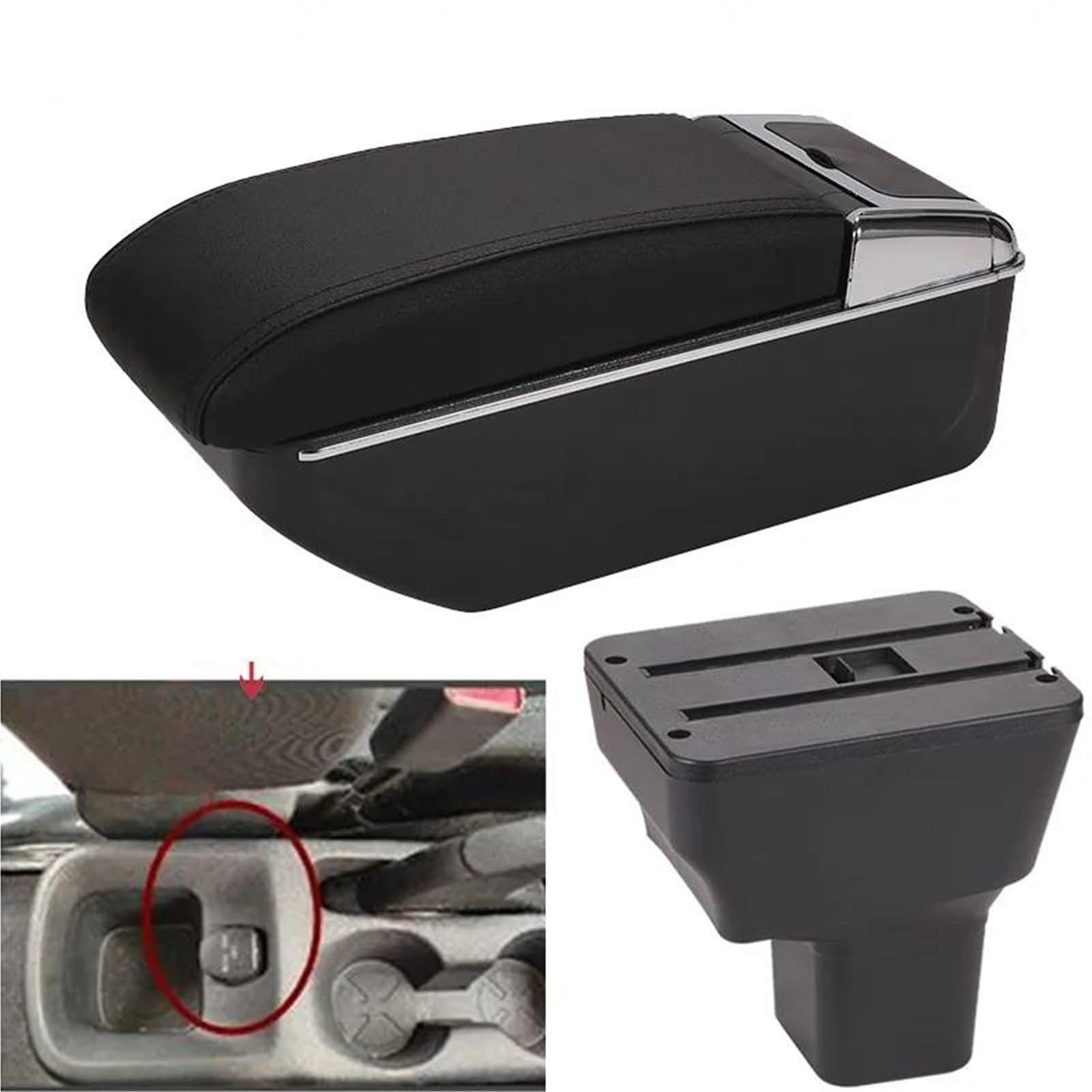 Auto Mittelkonsole Für Nissan Für Kicks 2016-2021 Armlehne Box Innen Teile Spezielle Retrofit Teile Center Storage Box USB Mittelarmkonsole(Style D2) von SRQORT