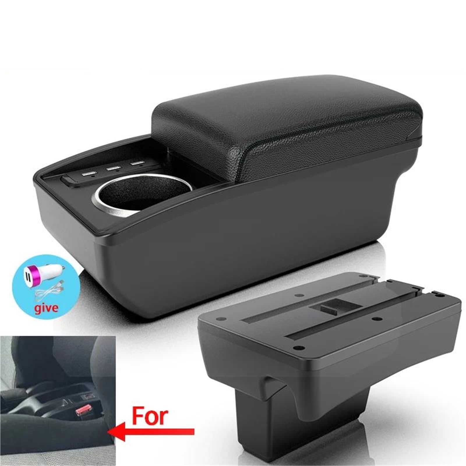 Auto Mittelkonsole Für Peugeot Für 307 I 2001-2008 Spezielle Armlehnenbox Aufbewahrungsbox Innenraum Modifiziertes Auto Getränkehalter Mittelarmkonsole(Style B2) von SRQORT