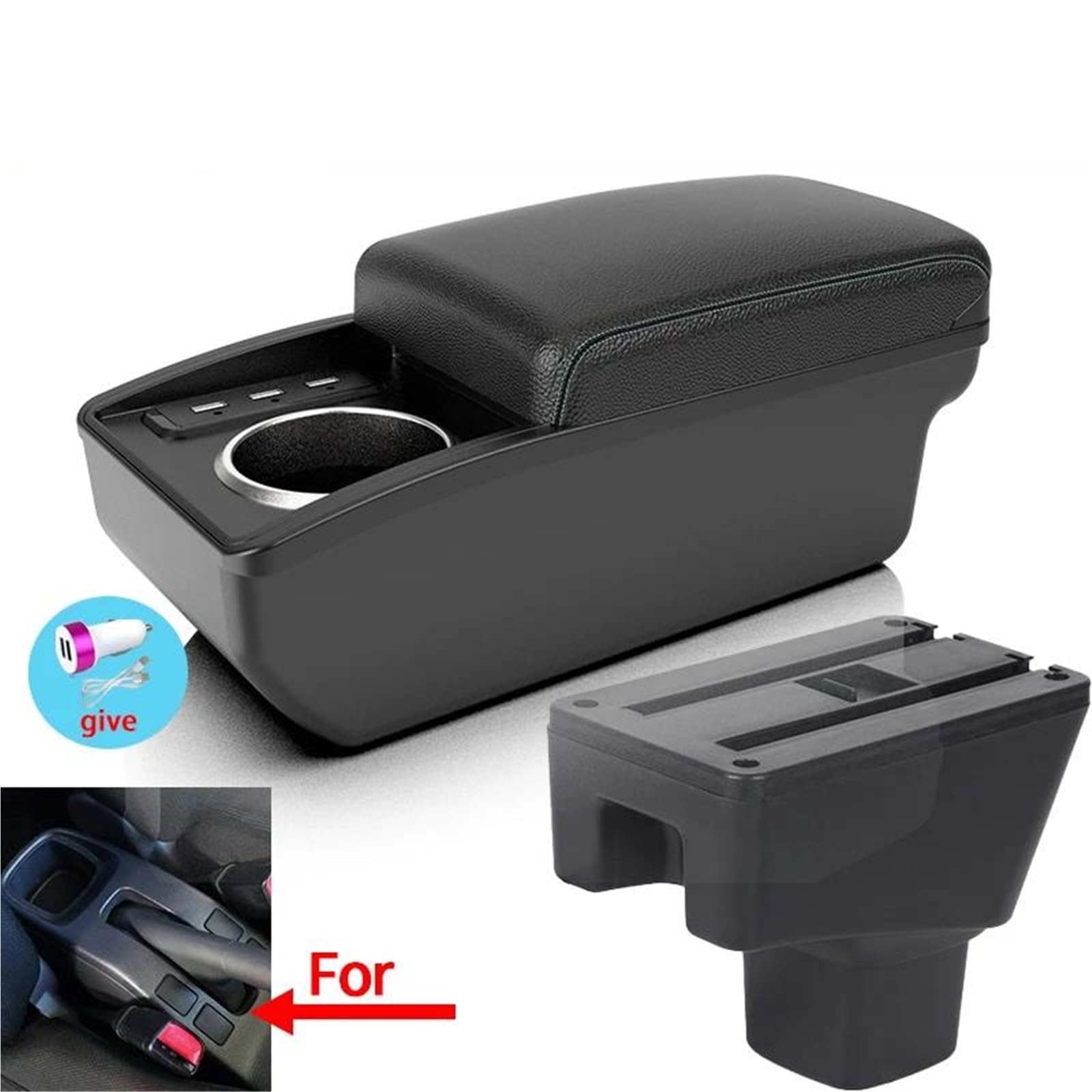 Auto Mittelkonsole Für Suzuki Für SX4 Auto Armlehne Innenraum Auto Armlehne Box Aufbewahrungsbox Autozubehör Innenraum Getränkehalter Mittelarmkonsole(Style B3) von SRQORT