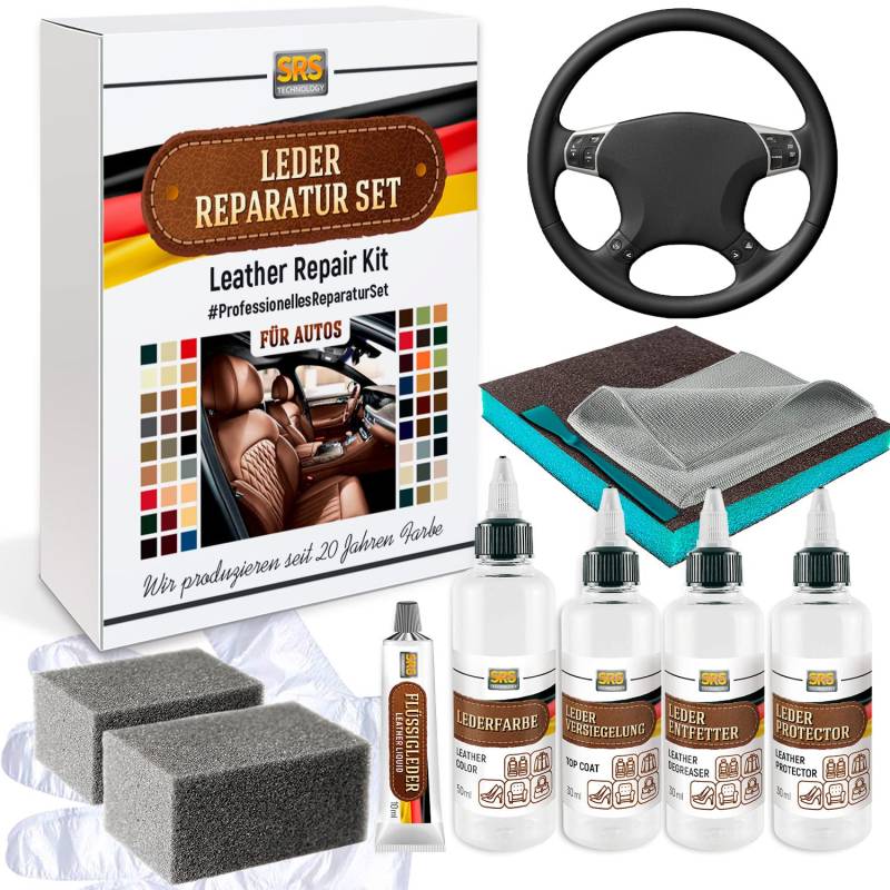 SRS TECHNOLOGY Leder Reparatur Set für Lenkrad. Schwarz/Black Lederfarbe. Leather Repair kit. for Auto Steering Wheel. von SRS TECHNOLOGY