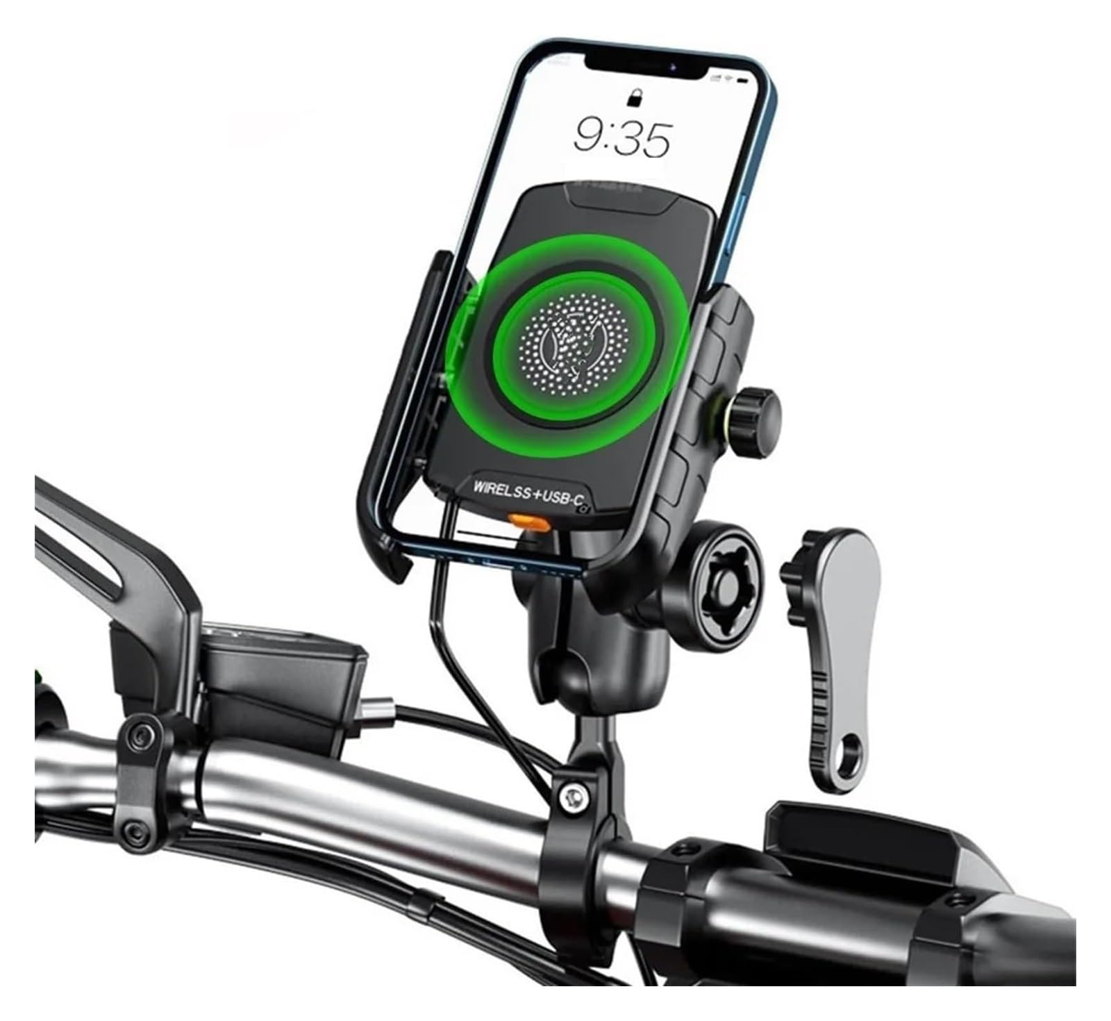 Motorrad Navigationshalterung GPS Für 4-7 Zoll Telefon Motorrad Telefon Halter Drahtlose Ladestation 3,0 Schnell Ladegerät GPS Moto Unterstützung Handy Lenker Montieren(M9S-1 Handlebar) von SRVSQTPTVK