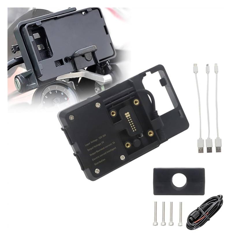 Motorrad Navigationshalterung GPS Für B&MW R1200GS Für Adventure LC F700GS F800GS CRF1000L R1250GS ADV Telefonnavigationshalterung USB-Ladeanschluss 12MM Überrollbügel(USB 16mm Clip) von SRVSQTPTVK