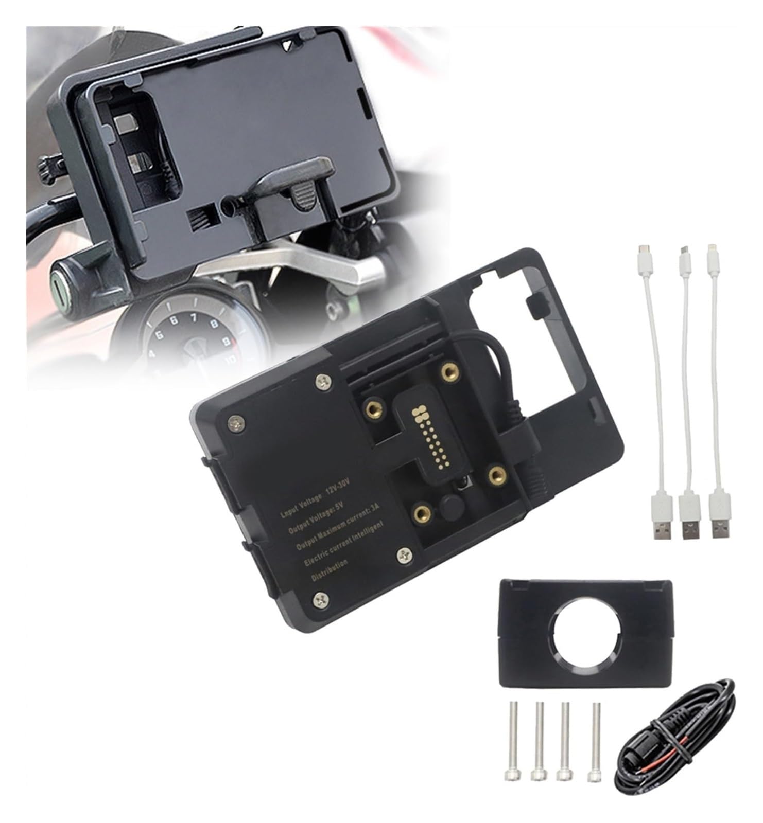 Motorrad Navigationshalterung GPS Für B&MW R1200GS Für Adventure LC F700GS F800GS CRF1000L R1250GS ADV Telefonnavigationshalterung USB-Ladeanschluss 12MM Überrollbügel(USB 22mm Clip) von SRVSQTPTVK