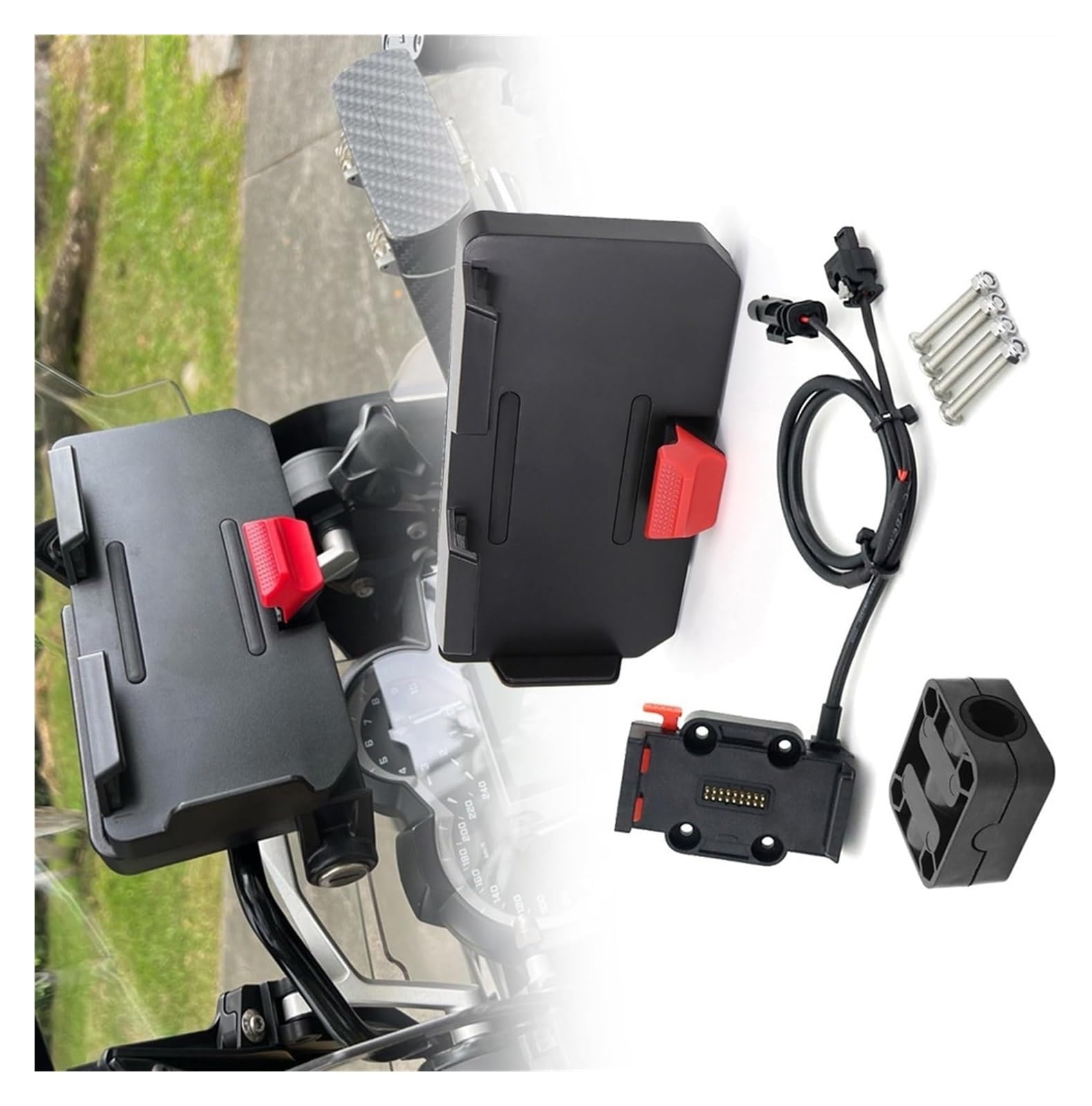 Motorrad Navigationshalterung GPS Für B&MW R1200GS R1250GS ADV S1000XR F750GS F850GS F900R Motorrad USB Handy GPS Navigation Halterung Drahtlose Lade Unterstützung(Set - 16mm) von SRVSQTPTVK