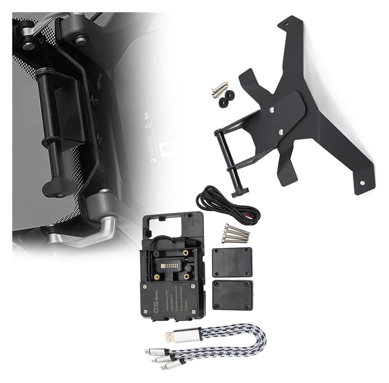 Motorrad Navigationshalterung GPS Für B&MW R1250RS R 1250 RS Motorrad GPS Halterung Telefon Navigation Halterung USB Ladegerät Halter Stehen(B) von SRVSQTPTVK