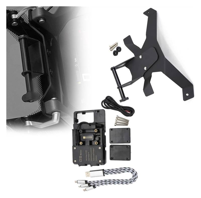 Motorrad Navigationshalterung GPS Für B&MW R1250RS R 1250 RS Motorrad GPS Halterung Telefon Navigation Halterung USB Ladegerät Halter Stehen(B) von SRVSQTPTVK