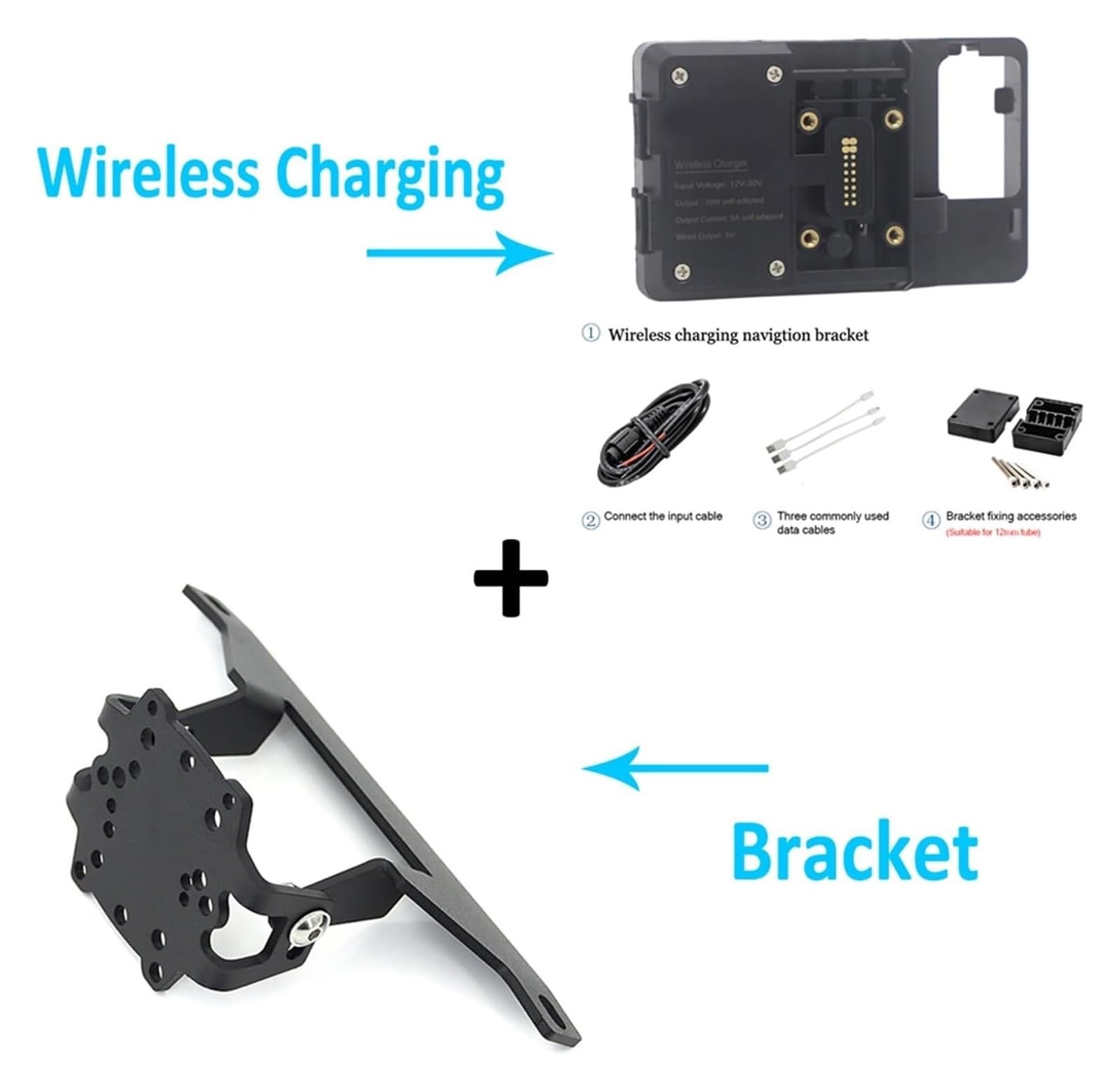 Motorrad Navigationshalterung GPS Für B&MW R850RT R1150RT R 850 1150 RT Motorrad Windschutzscheibe GPS Telefon USB Wireless Charging Halter Navigation Halterung Ständer(Wireless and Stand) von SRVSQTPTVK