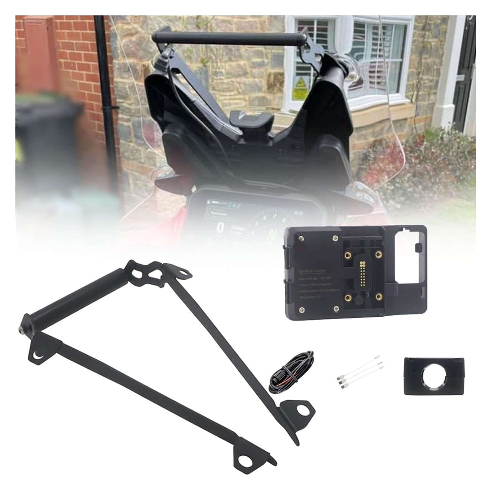 Motorrad Navigationshalterung GPS Für D&ucati Für MULTISTRADA V4 S V4S 2021 + Handy GPS Halterung Navigation Halterung USB Und Drahtlose Ladestation(22mm Wireless Stand) von SRVSQTPTVK