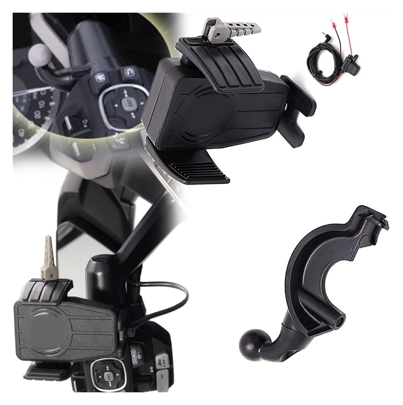 Motorrad Navigationshalterung GPS Für Goldwing 2018 2019 2020 2021 Zubehör Motorrad Drahtlose Lade GPS Telefon Halter Navigation Halterung(AC) von SRVSQTPTVK