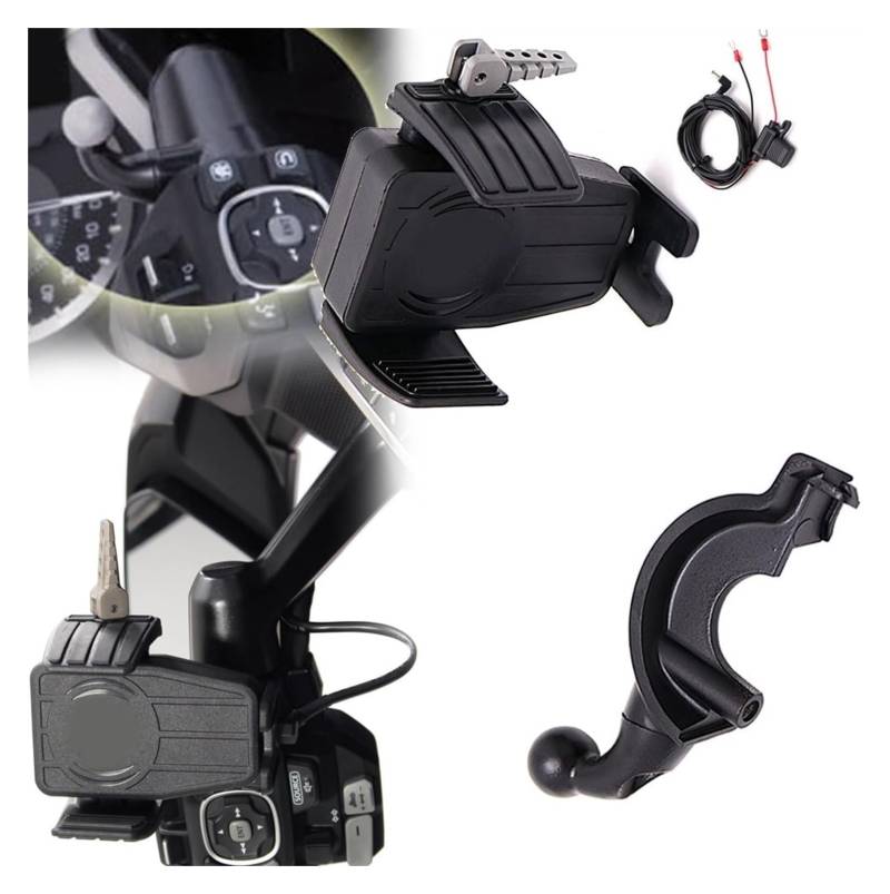 Motorrad Navigationshalterung GPS Für Goldwing 2018 2019 2020 2021 Zubehör Motorrad Drahtlose Lade GPS Telefon Halter Navigation Halterung(AC) von SRVSQTPTVK