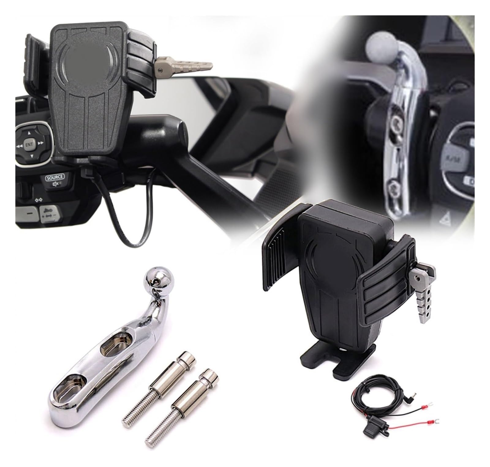 Motorrad Navigationshalterung GPS Für Goldwing DCT 2018 2019 2020 2021 Motorrad Drahtlose Lade GPS Telefon Halter Navigation Halterung(AD) von SRVSQTPTVK