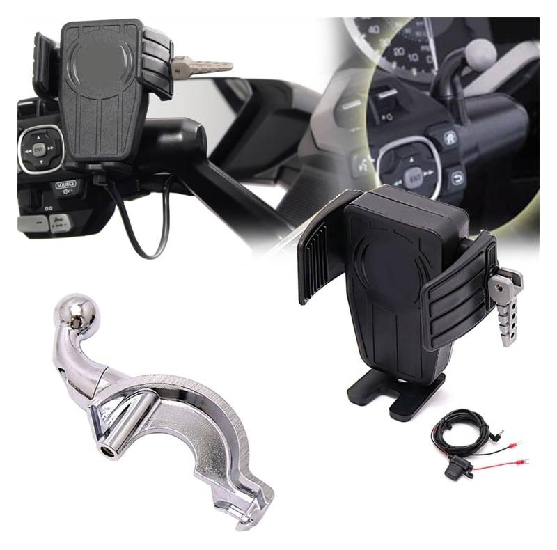 Motorrad Navigationshalterung GPS Für Goldwing DCT 2018 2019 2020 2021 Zubehör Motorrad Drahtlose Lade GPS Telefon Halter Navigation Halterung von SRVSQTPTVK