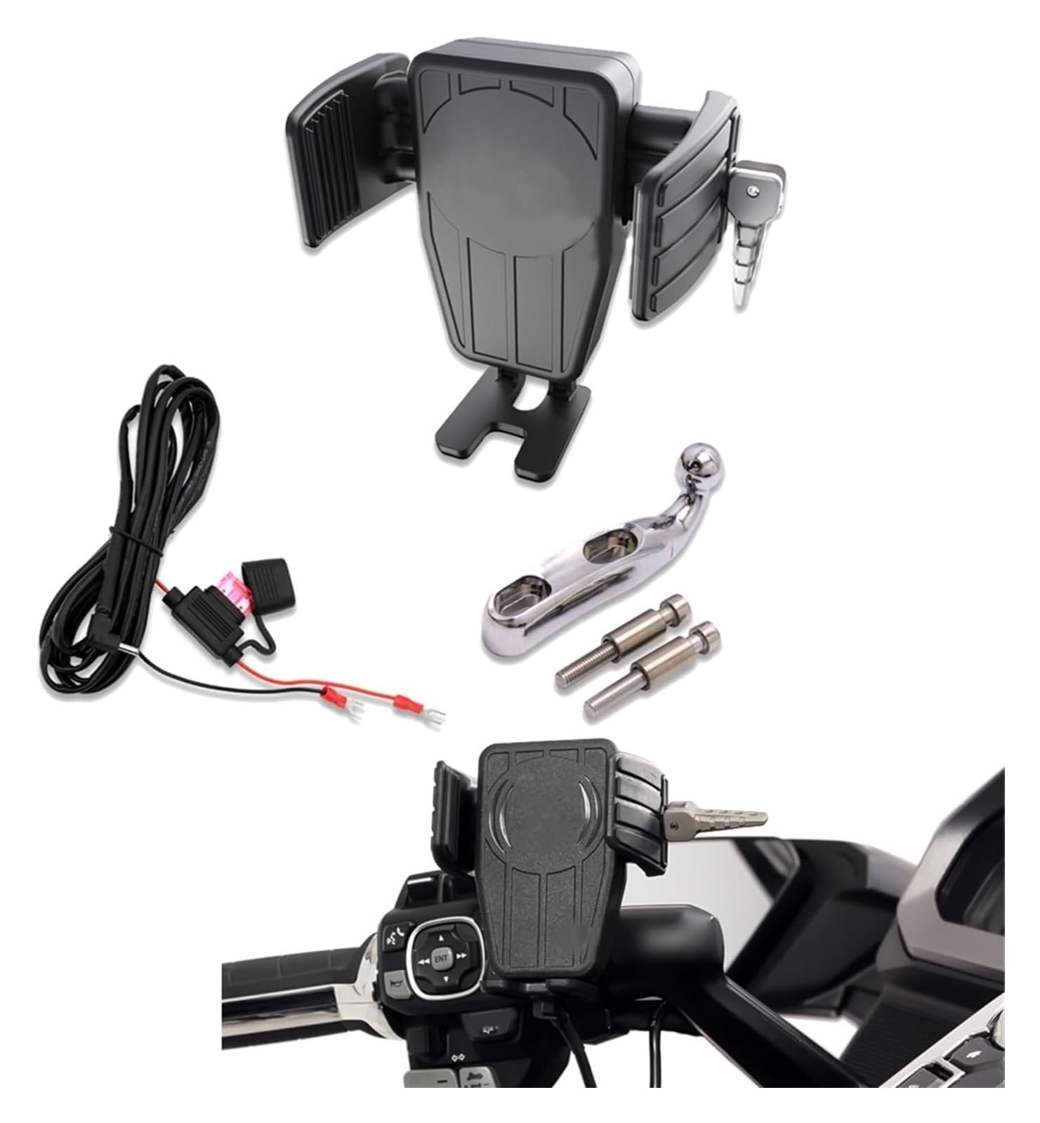 Motorrad Navigationshalterung GPS Für Goldwing GL 1800 F6B GL1800 DCT 2018 2019 2020 2021 Drahtlose Lade GPS Telefon Halter Navigation Halterung(Right Silver) von SRVSQTPTVK