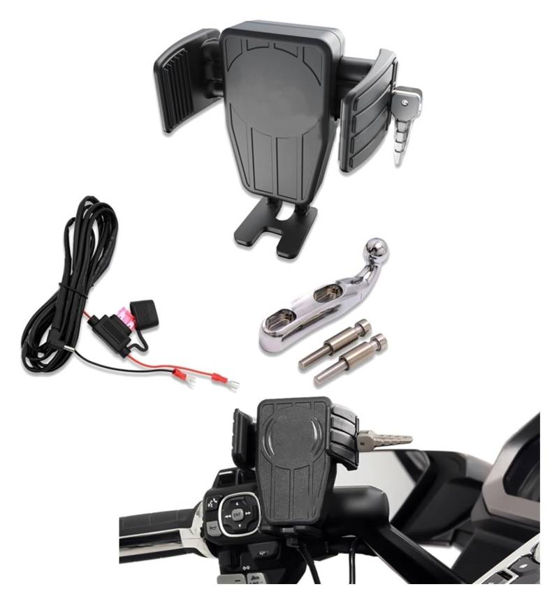 Motorrad Navigationshalterung GPS Für Goldwing GL 1800 F6B GL1800 DCT 2018 2019 2020 2021 Drahtlose Lade GPS Telefon Halter Navigation Halterung(Right Silver) von SRVSQTPTVK