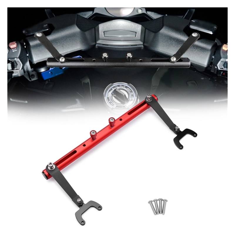 Motorrad Navigationshalterung GPS Für Suz&uki Für Burgman 650 1998-2022 Motorrad Mutifunktionale Cross Bar Balance Bar GPS Navigation Lenker Halterung Verlängerung(rot) von SRVSQTPTVK
