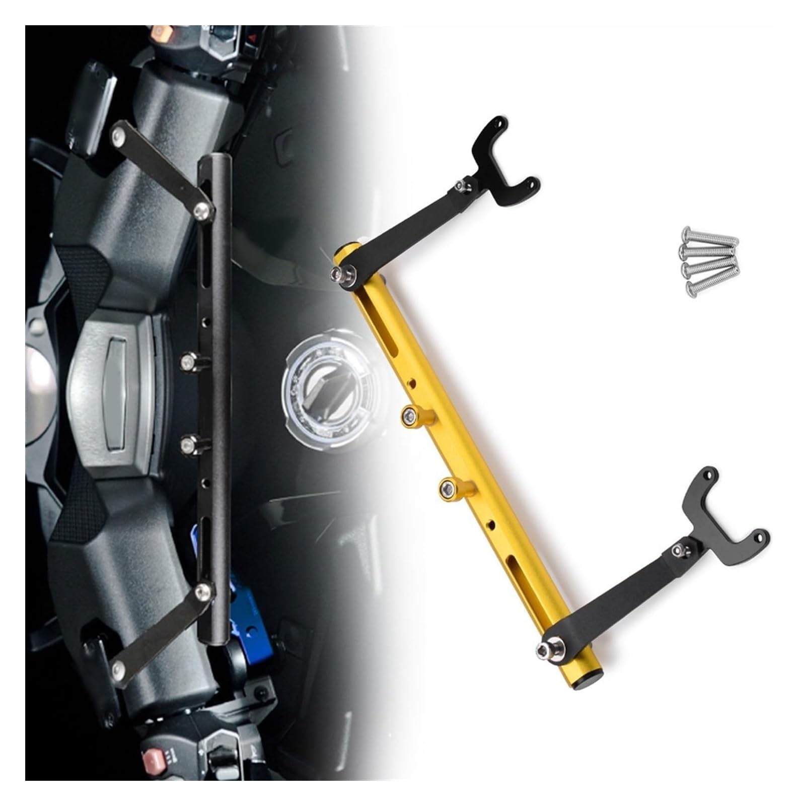 Motorrad Navigationshalterung GPS Für Y&amaha TMAX560 T MAX 560 2019-2022 Mutifunktionale Cross Bar Balance Navigation Lenkerhalterung Verlängerung(Gold) von SRVSQTPTVK