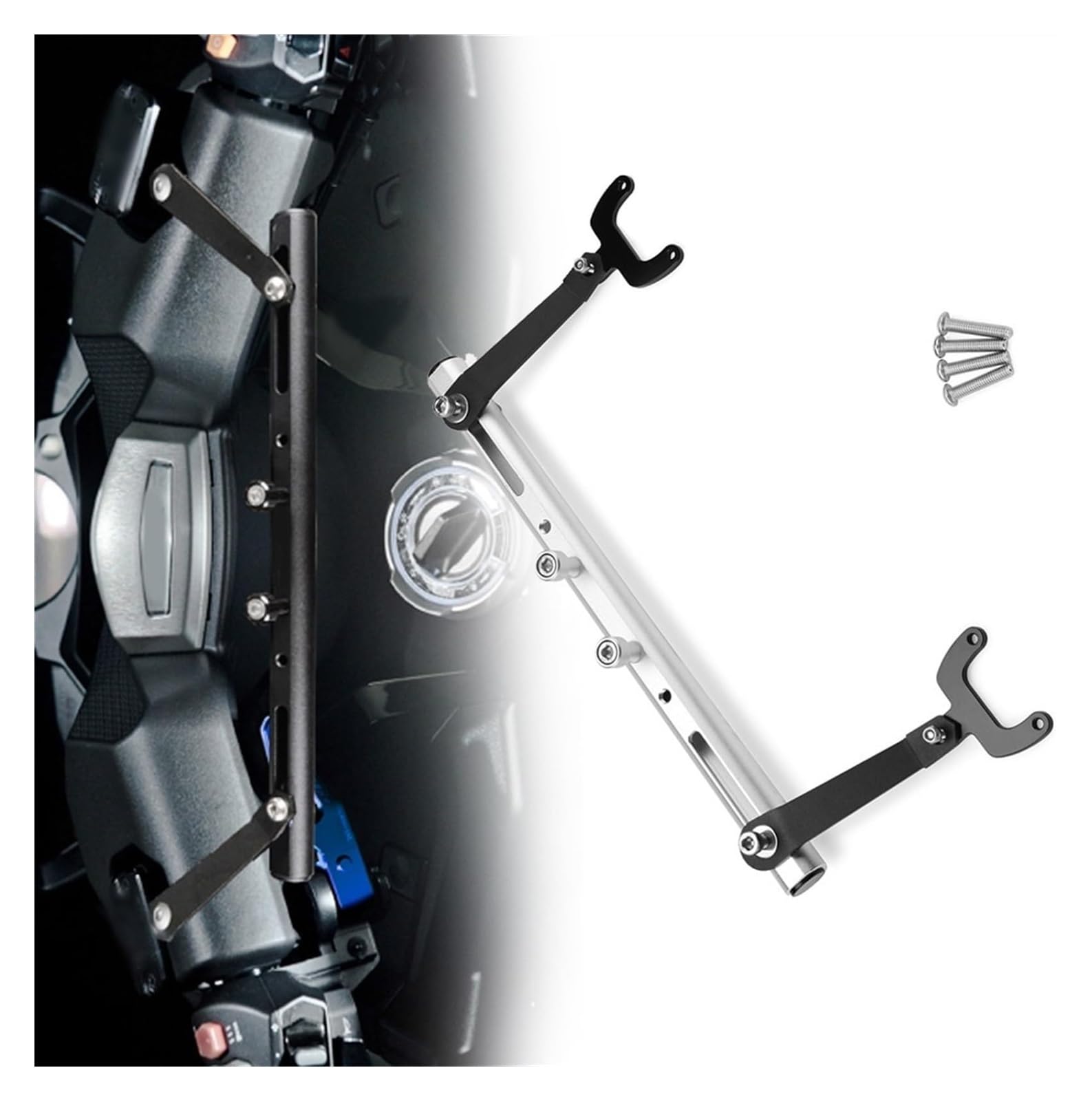 Motorrad Navigationshalterung GPS Für Y&amaha TMAX560 T MAX 560 2019-2022 Mutifunktionale Cross Bar Balance Navigation Lenkerhalterung Verlängerung(Silber) von SRVSQTPTVK