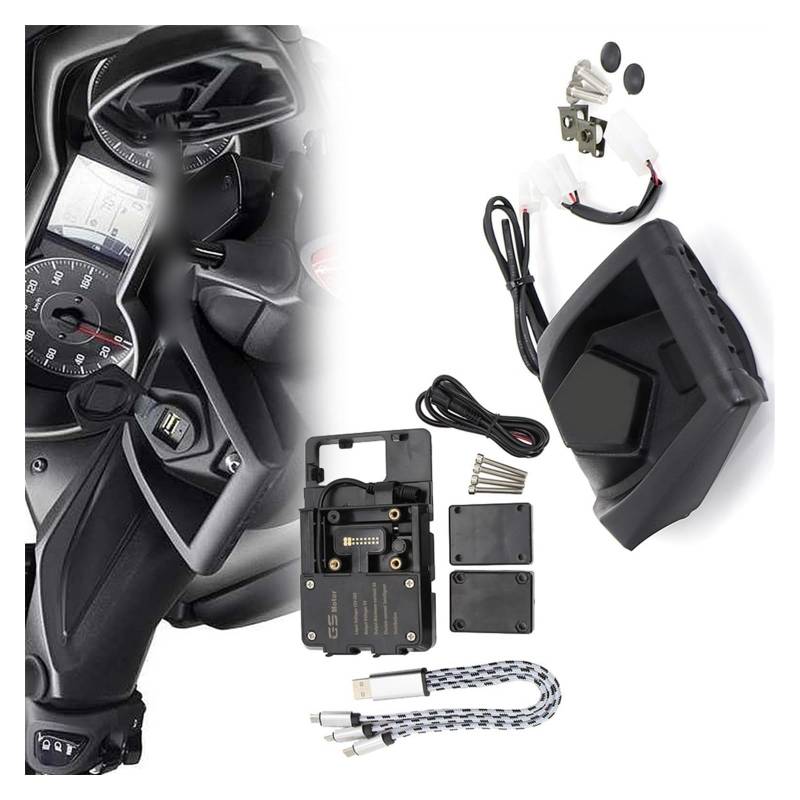 Motorrad Navigationshalterung GPS Für Y&amaha X-MAX 125 2018-2021 Motorrad GPS-Telefon-Navigationshalterung USB-Ladeanschlusshalterhalterung(A) von SRVSQTPTVK