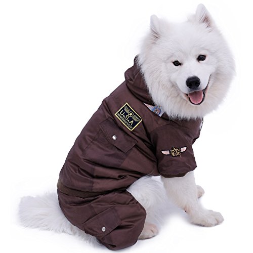 SRY-Haustierkleidung Hund Winter warme dicke Hundehaustierkleidung warme Mantel Jacke gepolsterte Hoodie für große kleine Hund XS-5XL Overall Hose Bekleidung 3 Farbe 8 Größe Süß und Mode ( Color : Brown , Size : 5XL ) von SRY-Pet clothing